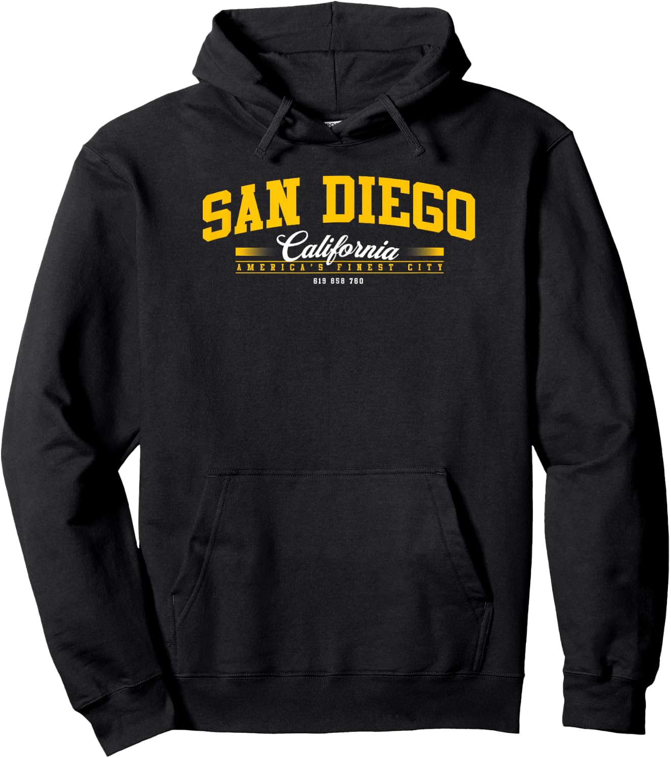San Diego California America's Finest City 619 858 760 Hoodie - Hoodie | Black