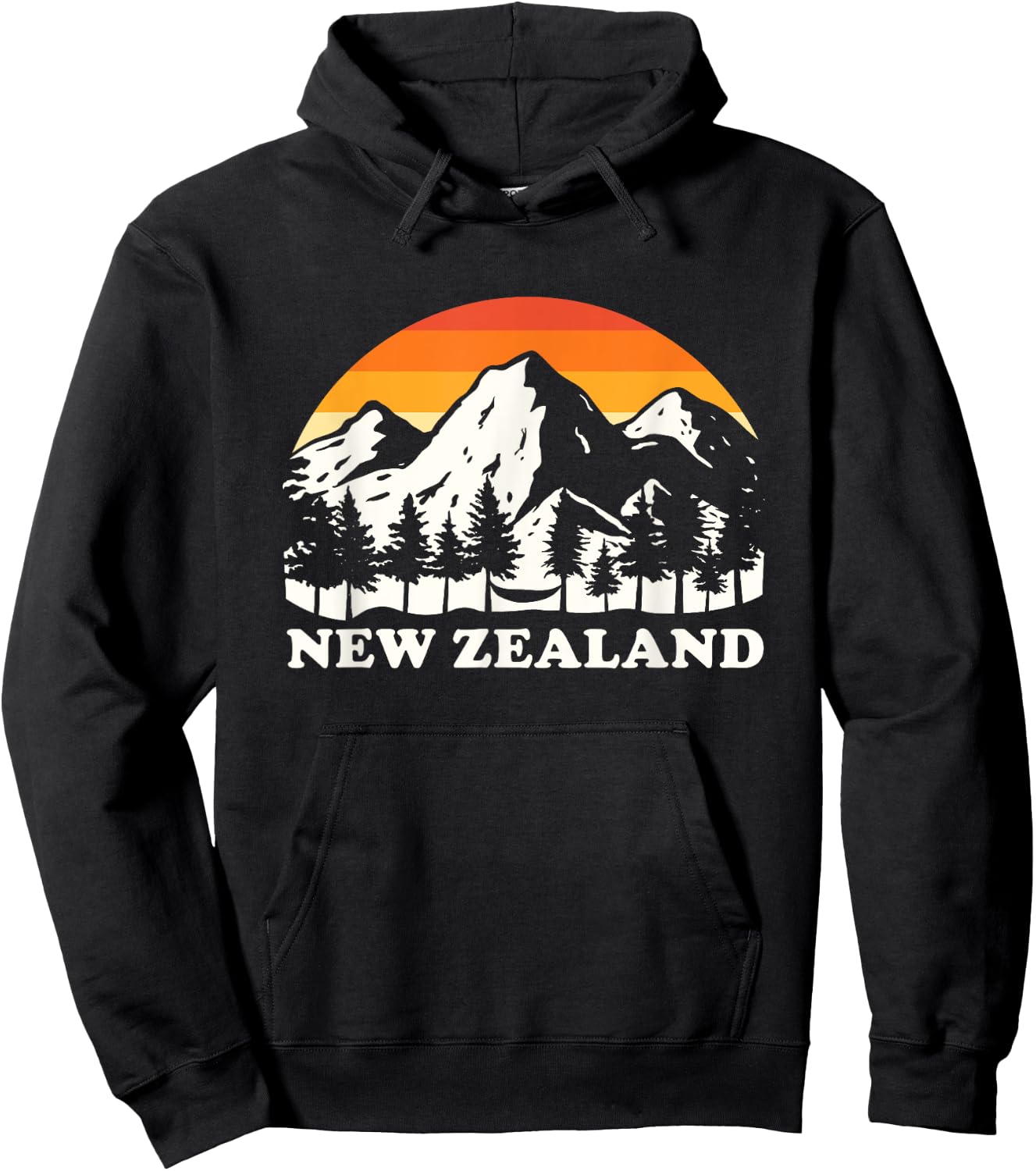 Retro Hiking Mountains New Zealand Hoodie - Hoodie | Black