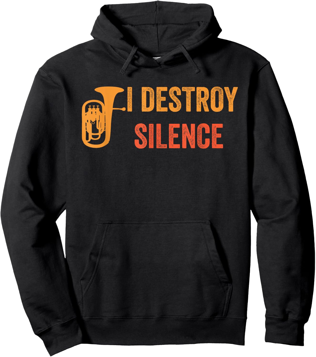 Euphonium Retro Vintage -Adults Black Small Classic Fit Pull On Letter Print Music Hoodie - Hoodie | Black