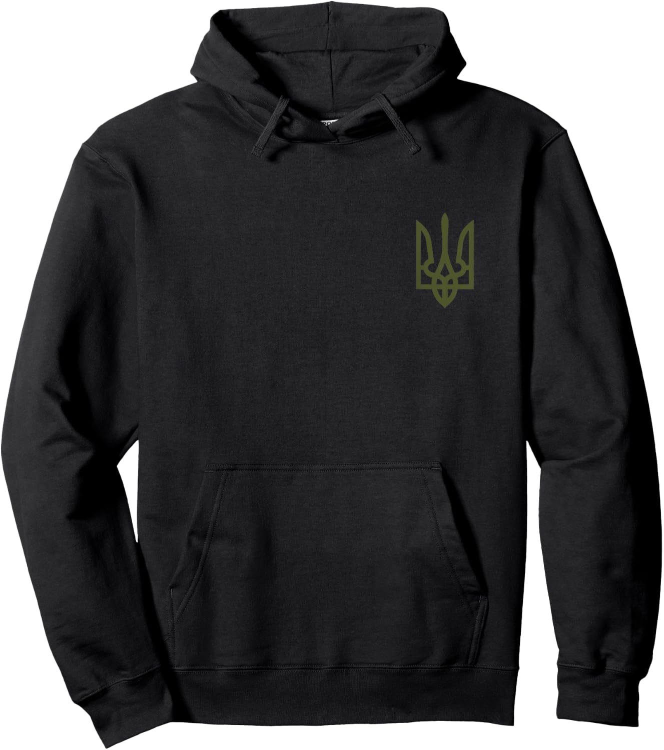 Olive Ukrainian Trident Symbol on the heart - Ukraine Tryzub Hoodie - Hoodie | Black