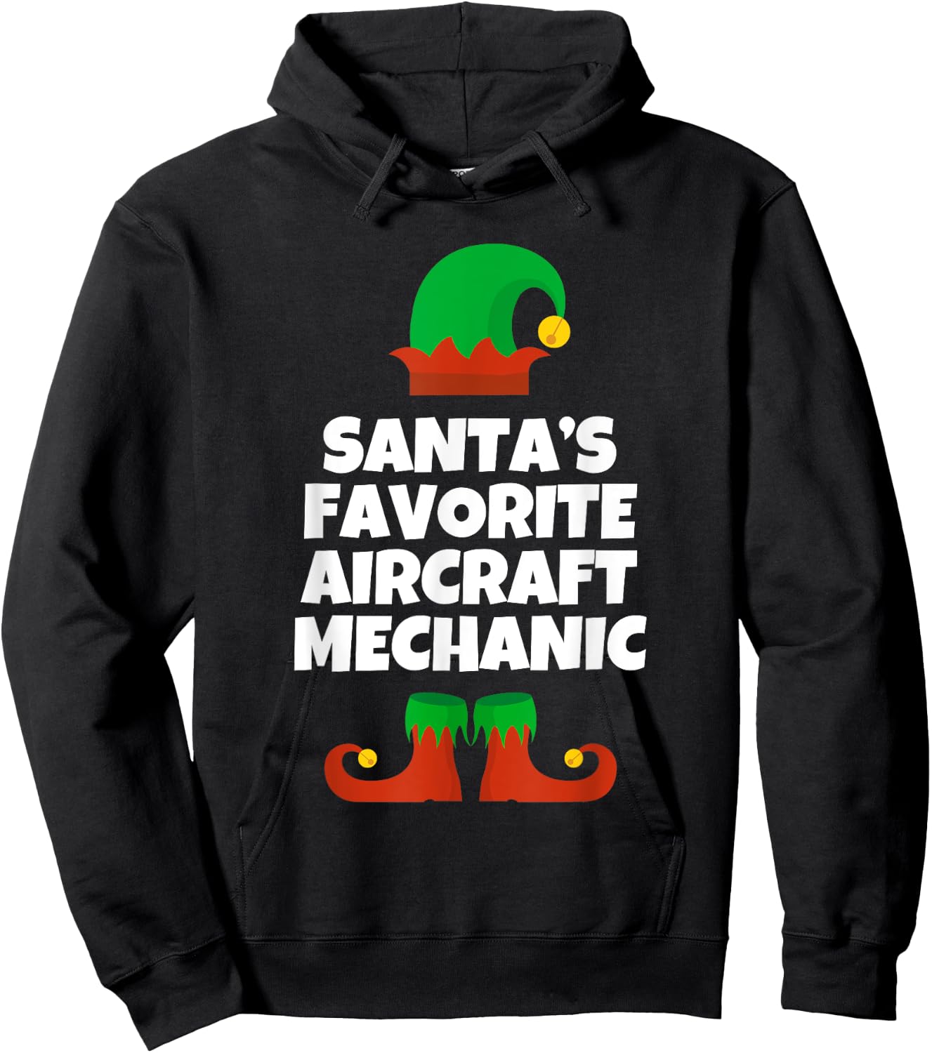 Santas Favorite Aircraft Mechanic Hat Christmas Funny Pj Hoodie - Hoodie | Black