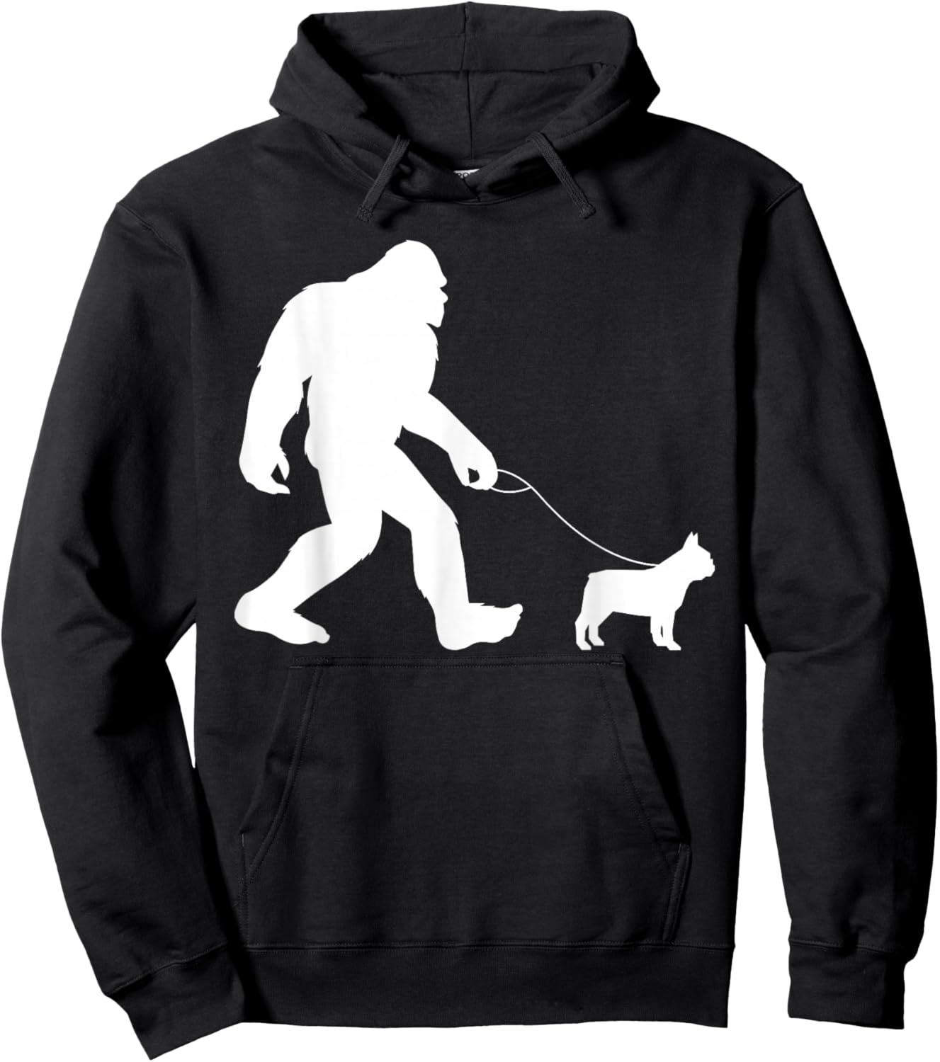 Fun Bigfoot Sasquatch Walking French Bulldog Gag Gift Hoodie - Hoodie | Black