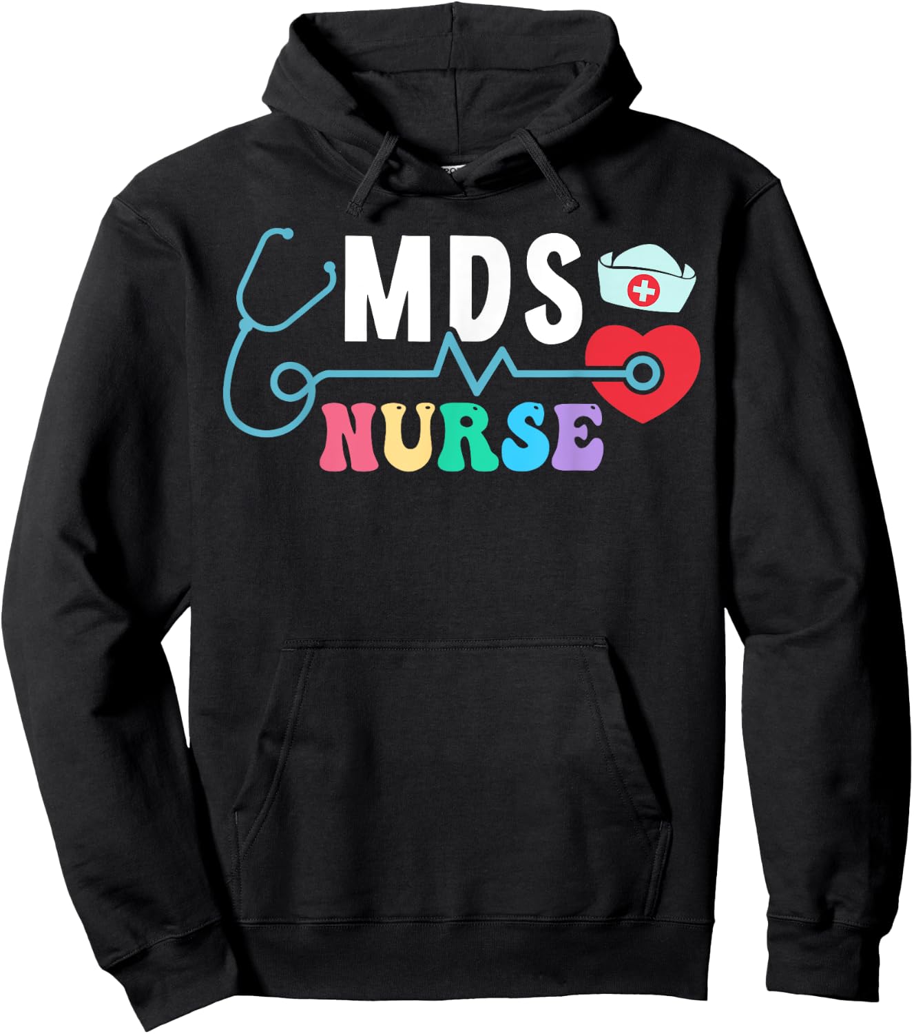 MDS Nurse Heart Stethoscope Hoodie - Hoodie | Black