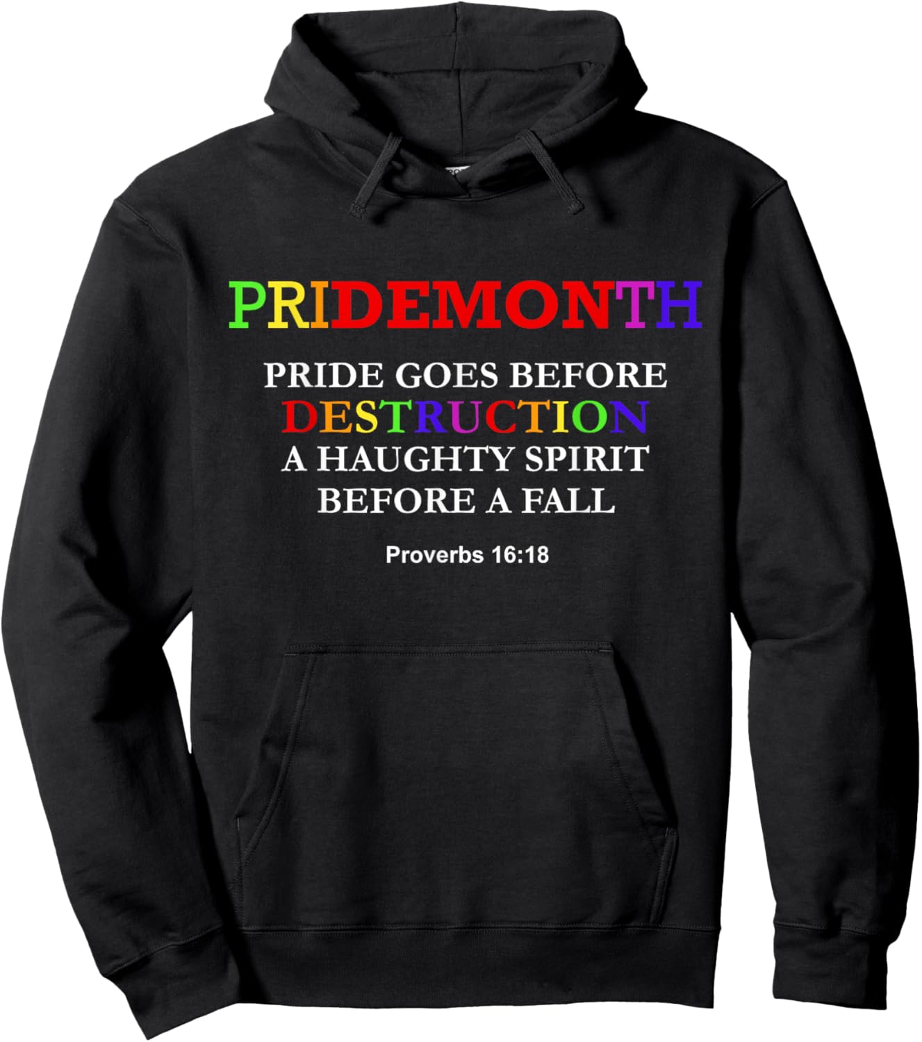 Pride Month Pridemonth Proverbs 16:18 Bible Verse Parade Hoodie - Hoodie | Black