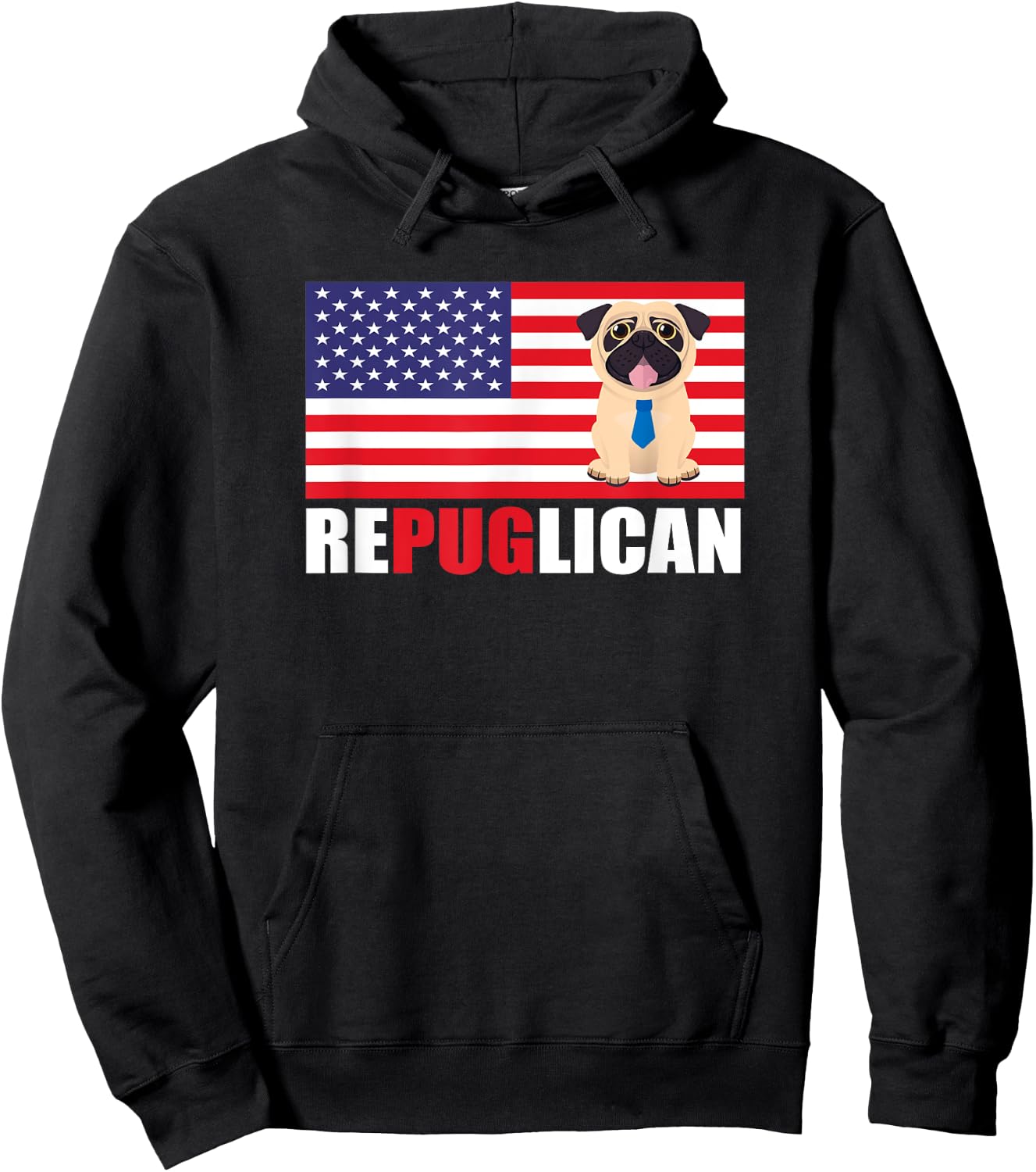 Repuglican Funny Trump Supporter Pro-Trump Pug Owner Gift Hoodie - Hoodie | Black