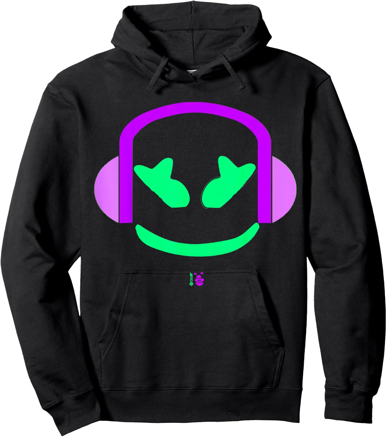 Marshmallow Purple Angry Face Headphones Hoodie - Hoodie | Black