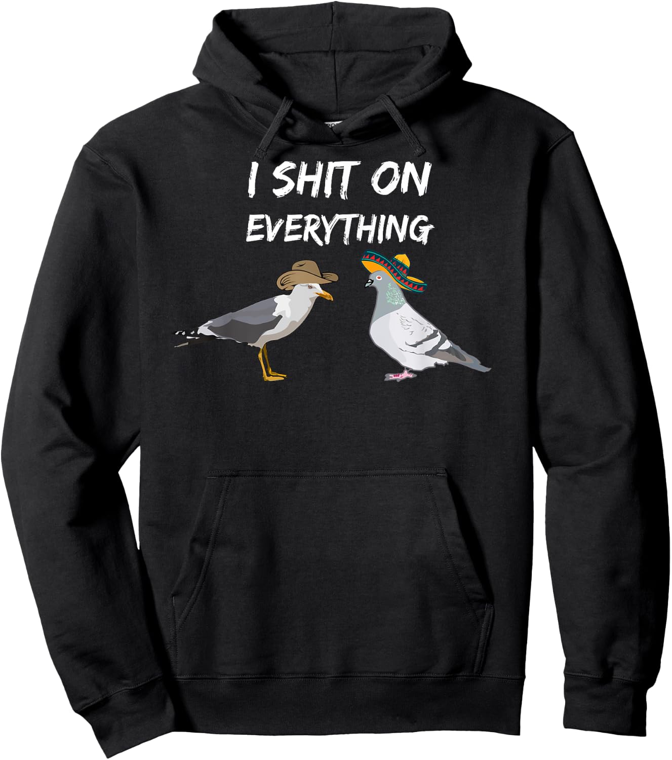 Funny Pigeon birds with sombrero and Seagull cowboy hat fun Hoodie - Hoodie | Black