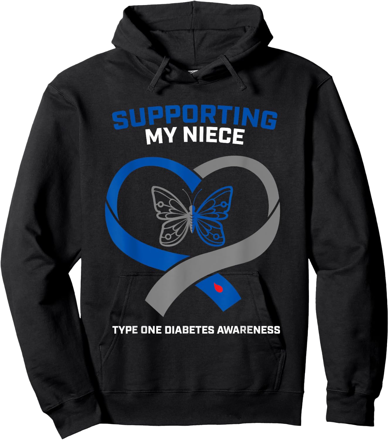 Support Type One Diabetic Niece Type 1 Diabetes Awareness Hoodie - Hoodie | Black