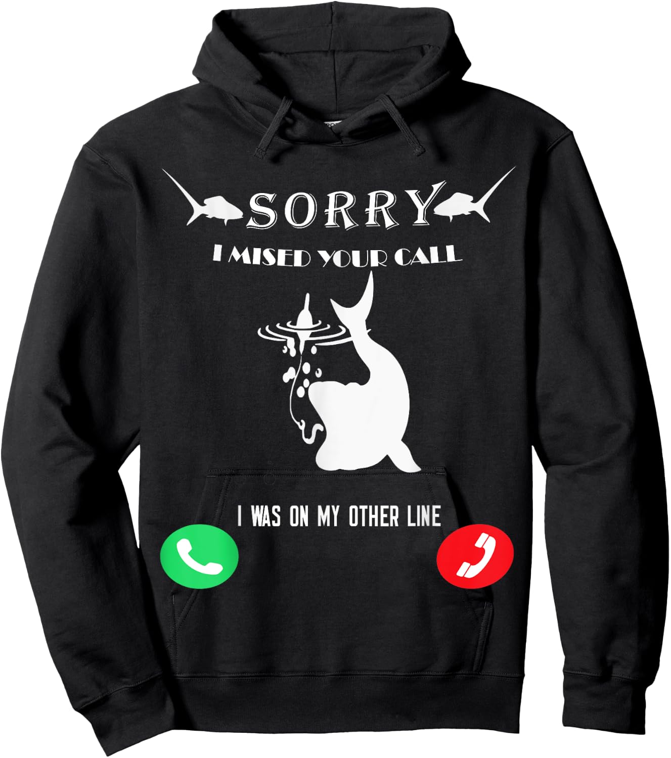 Funny Fishing Missed Call Hoodie - Hoodie | Black
