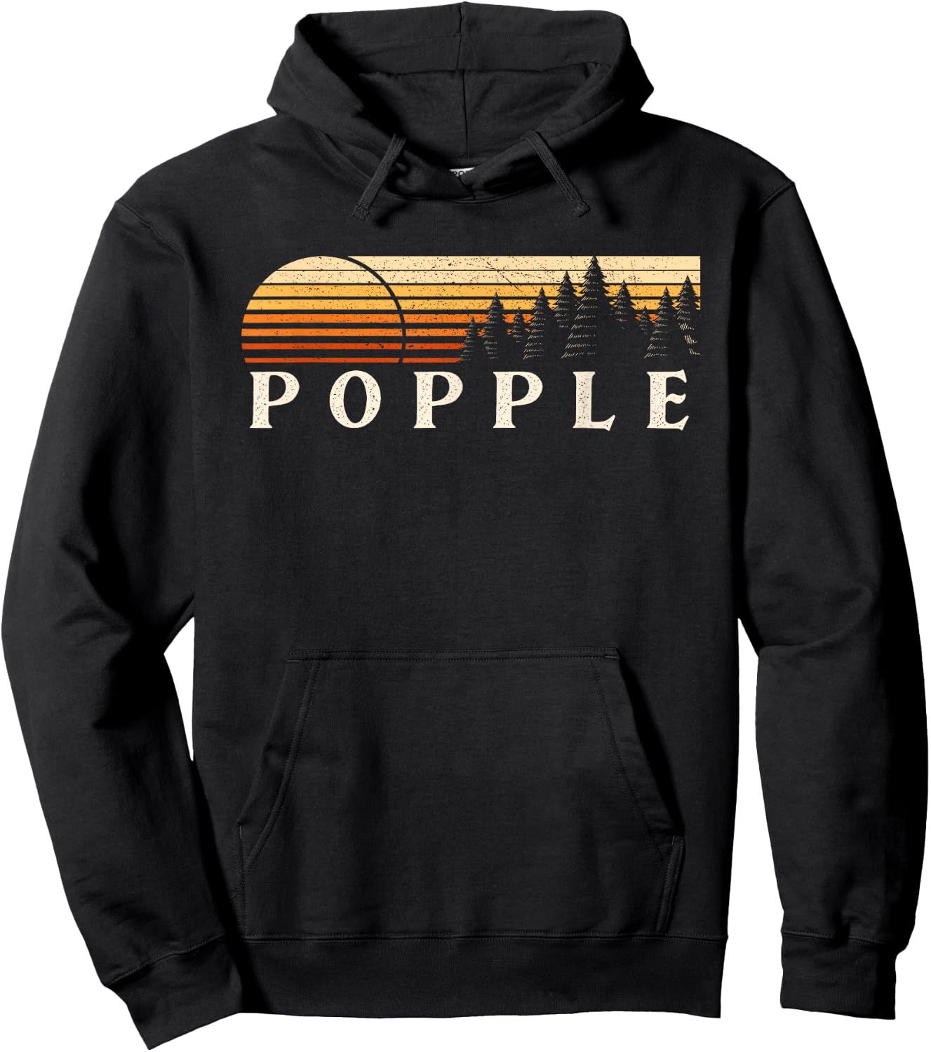 Popple, MI Vintage Evergreen Sunset Eighties Retro Hoodie - Hoodie | Black