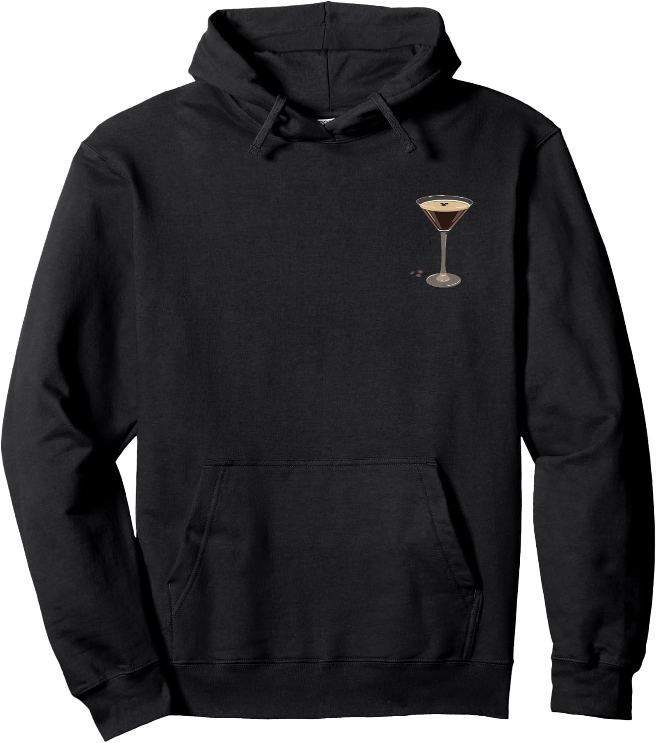 Glass Espresso Martini Minimalist Elegance Pocket Drinking Hoodie - Hoodie | Black