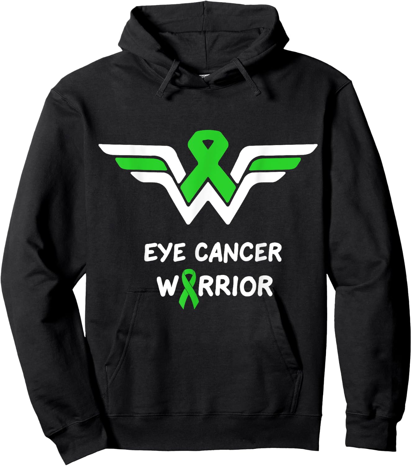 Eye Cancer Awareness Warrior Support Green Ribbon Gifts Hoodie - Hoodie | Black