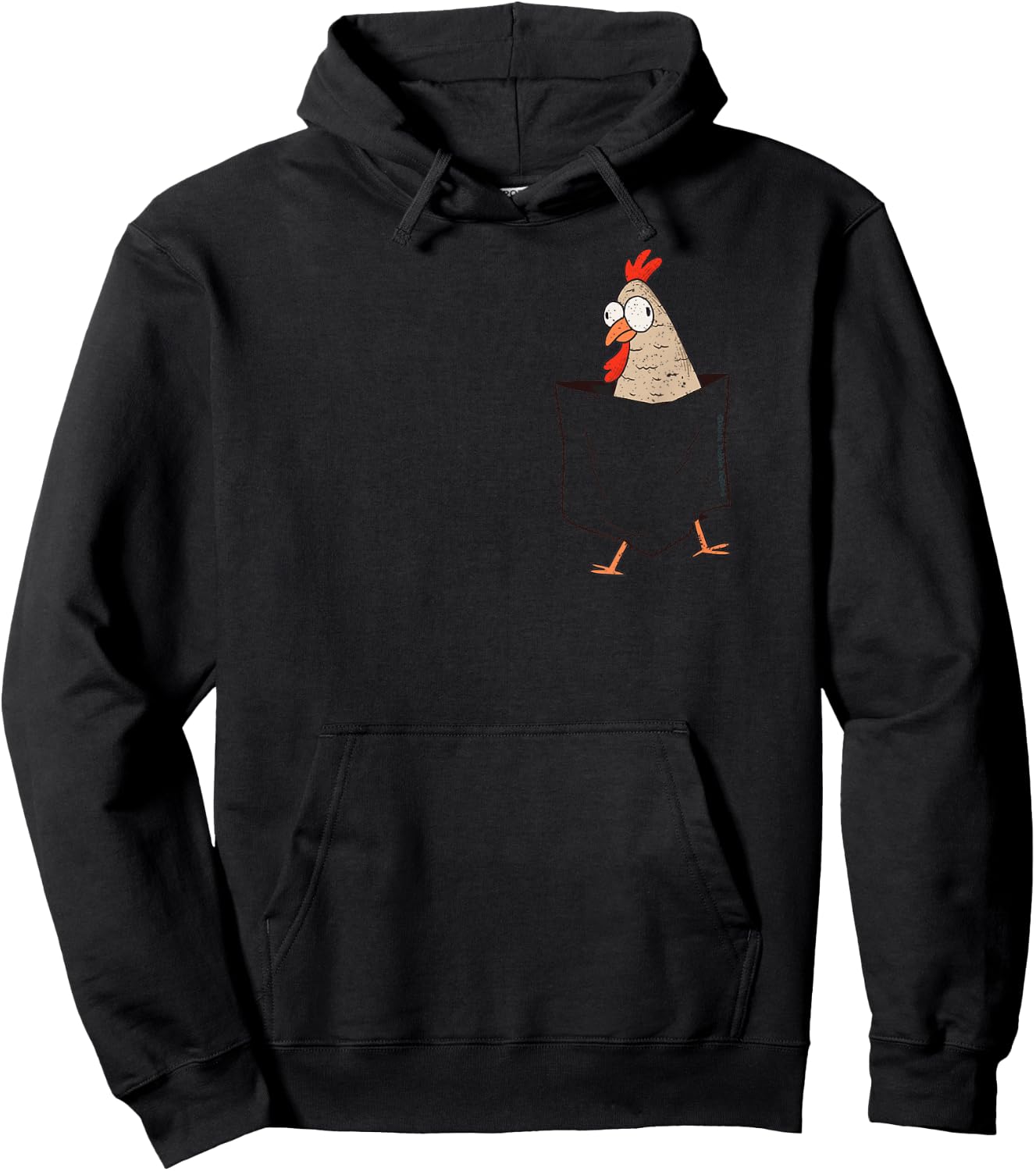 Cute and Funny Chicken in a Fake Pocket - Chicken Lovers Hoodie - Hoodie | Black