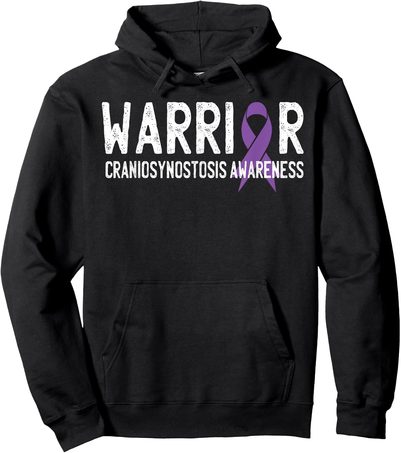 Warrior Craniosynostosis CSO Awareness Purple Ribbon Support Hoodie - Hoodie | Black