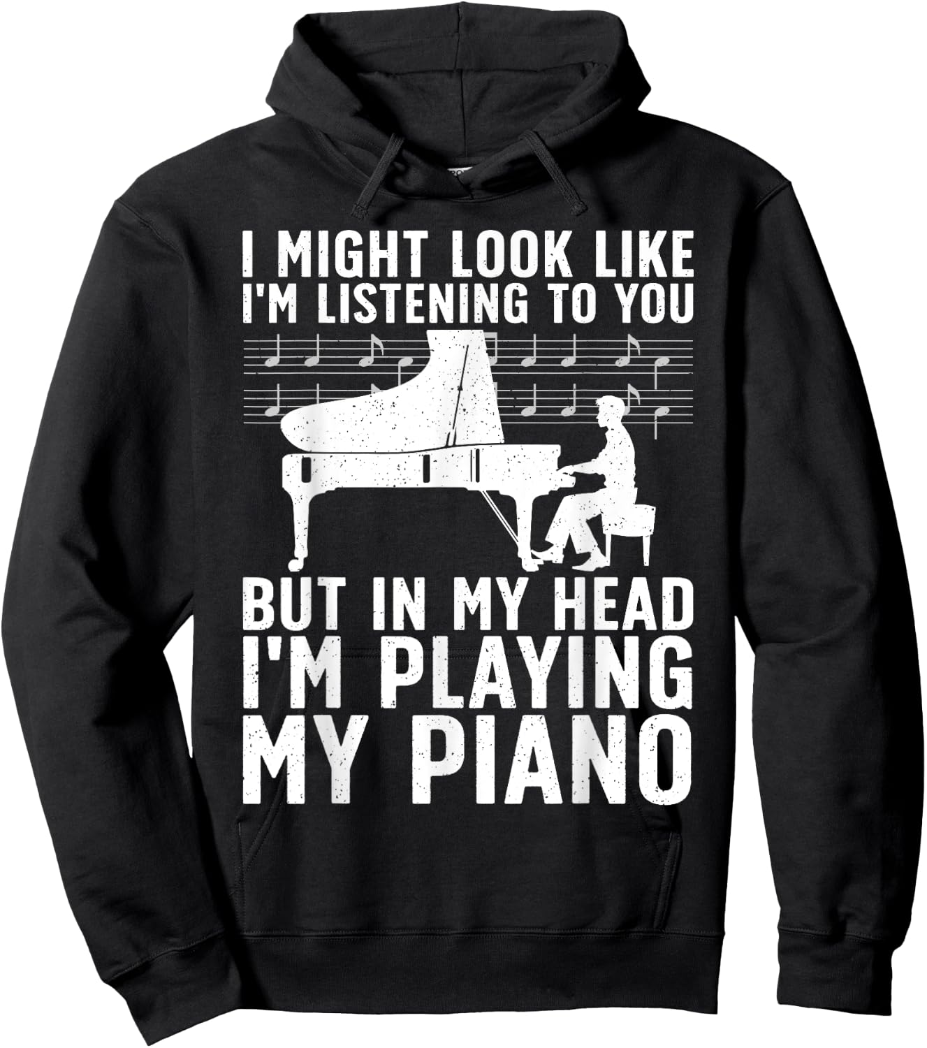 Funny Piano Art Women Music Keyboard Piano Lovers Hoodie - Hoodie | Black
