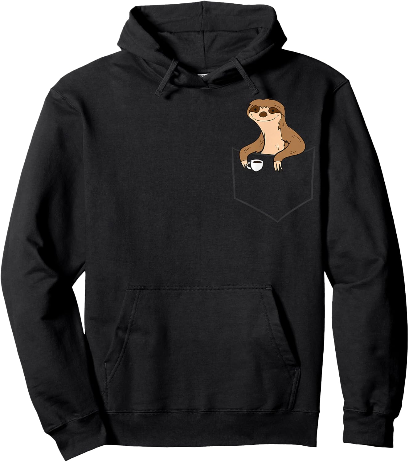 Cute Sloth With Coffee In The Pocket Sloth With Coffee Hoodie - Hoodie | Black
