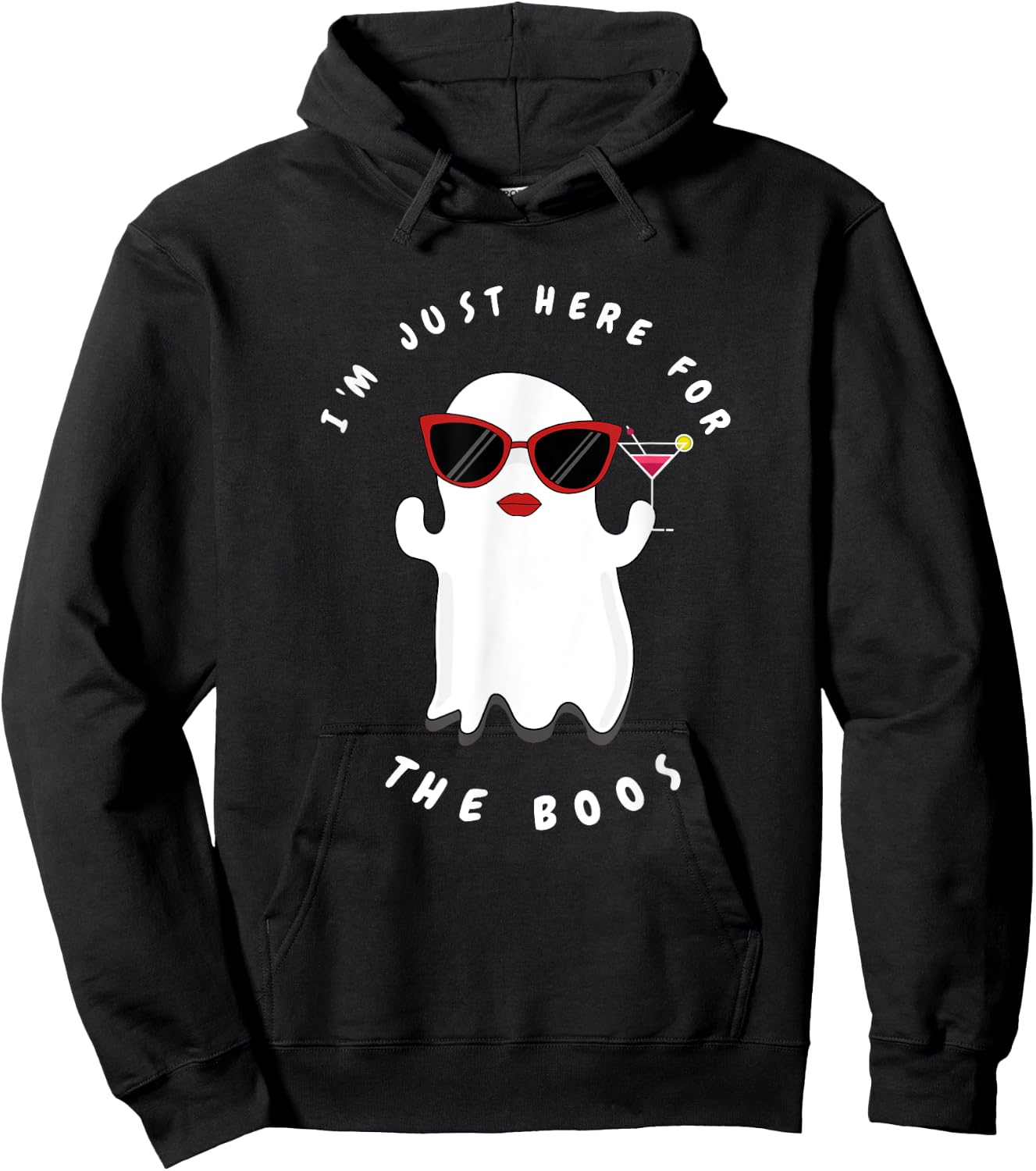 I'm Just Here For The Boos Women Funny Halloween Ghost Hoodie - Hoodie | Black