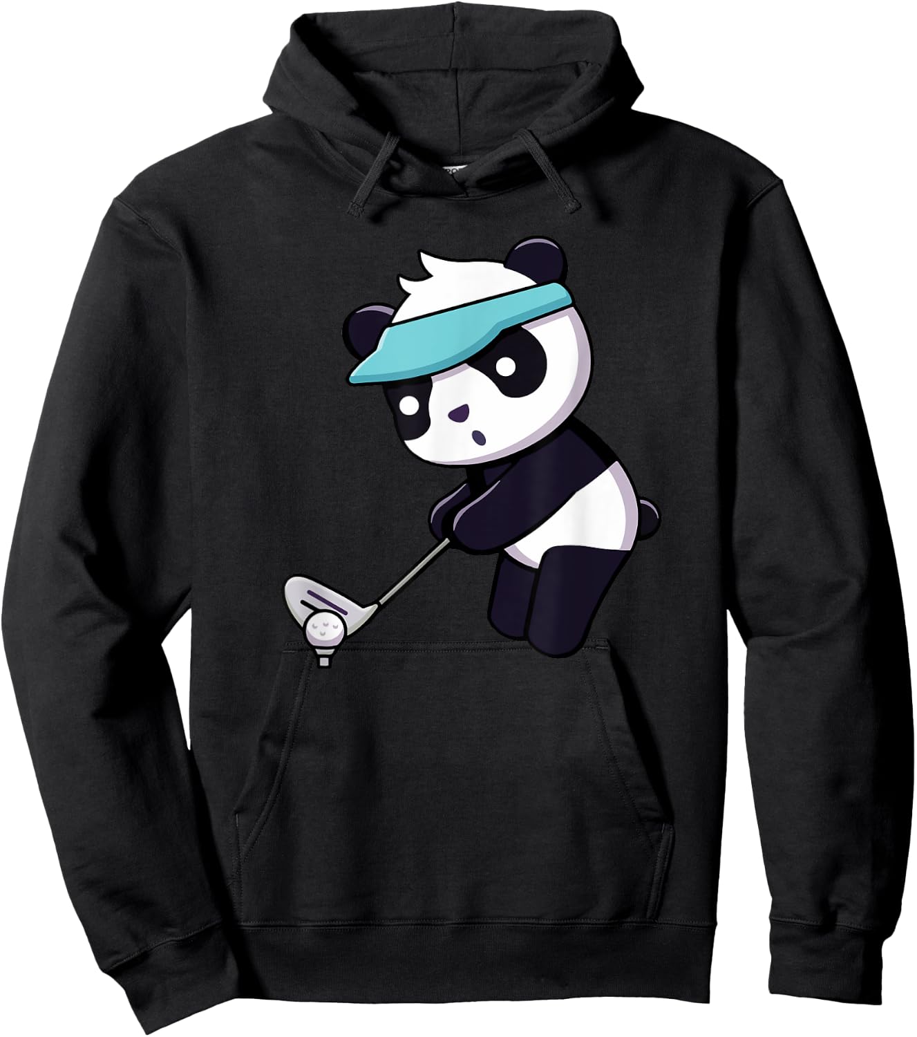 Panda Playing Golf Funny Animal Golfer Panda Bear Golfing Hoodie - Hoodie | Black