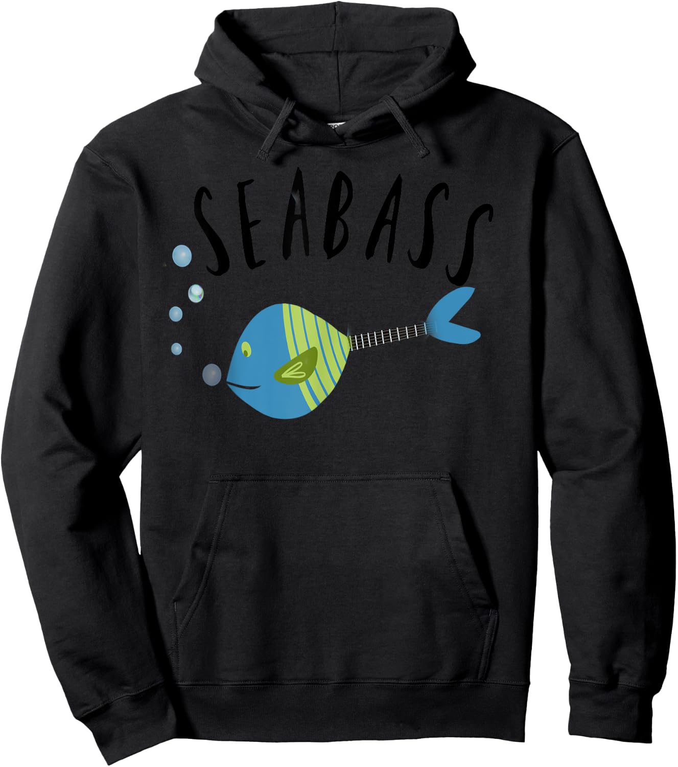 Funny Seabass fishing music guitar student teacher gift Men Women Girls Kids Hoodie - Hoodie | Black