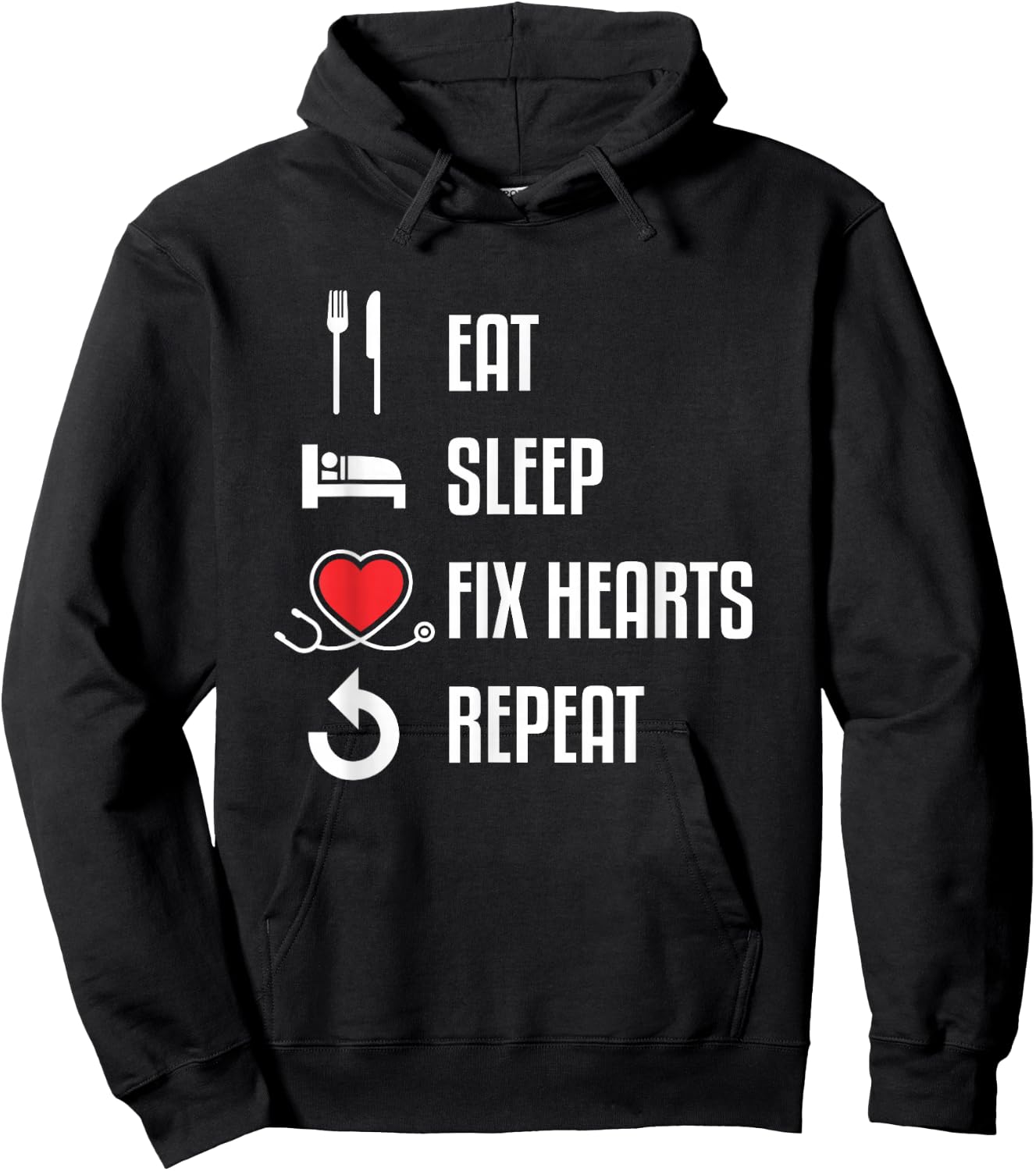 Eat Sleep Fix Hearts Repeat Gift Cardiologist Doctor Hoodie - Hoodie | Black