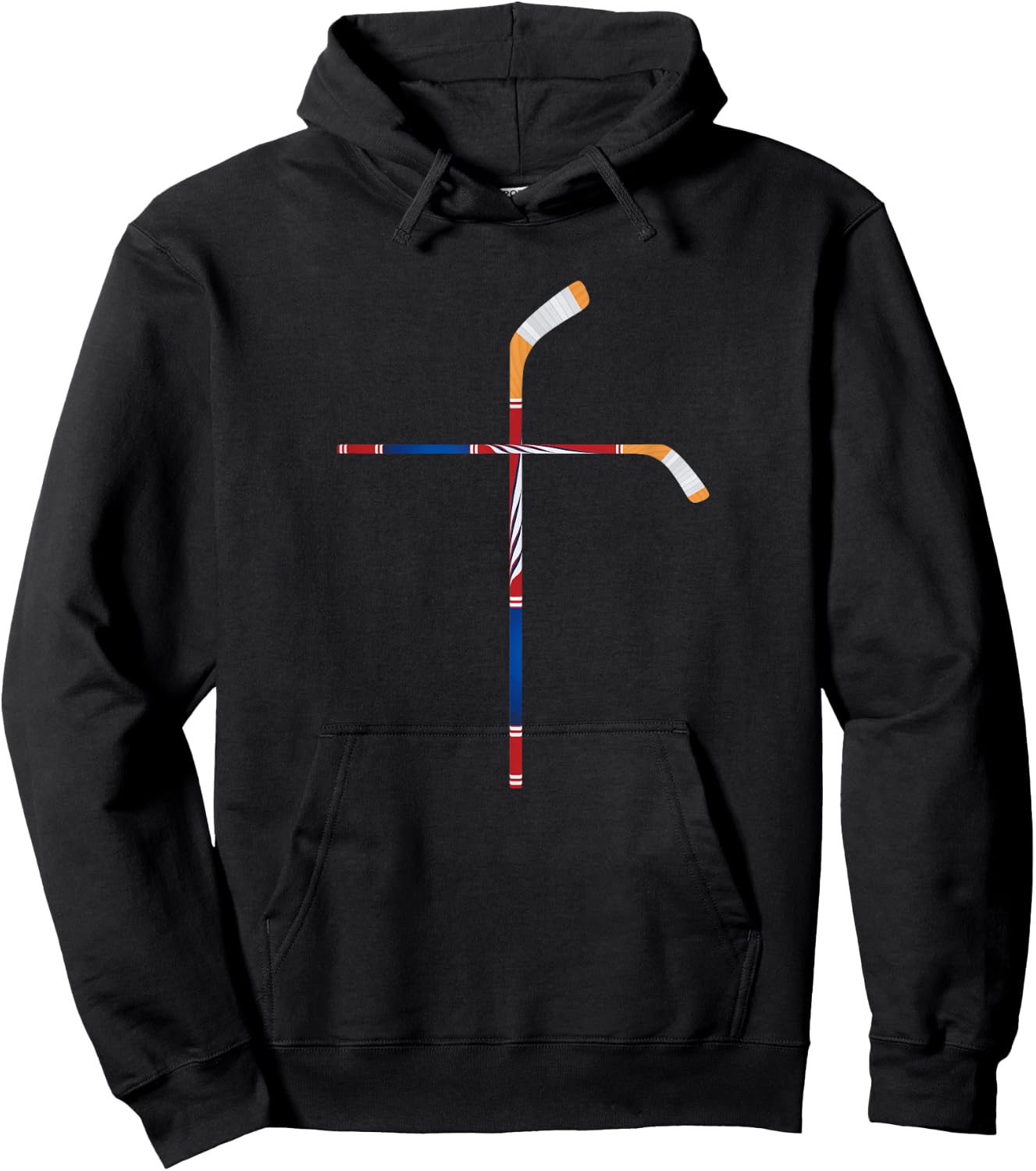 Christian Ice Hockey Sticks Cross Faith Sports Hoodie - Hoodie | Black