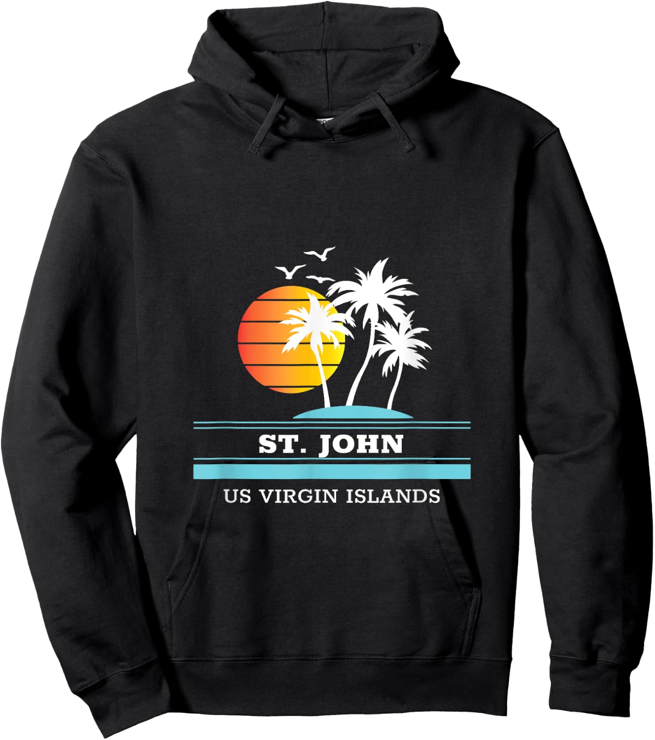St. John Sunset Original Virgin Islands Beach Novelty Art Hoodie - Hoodie | Black