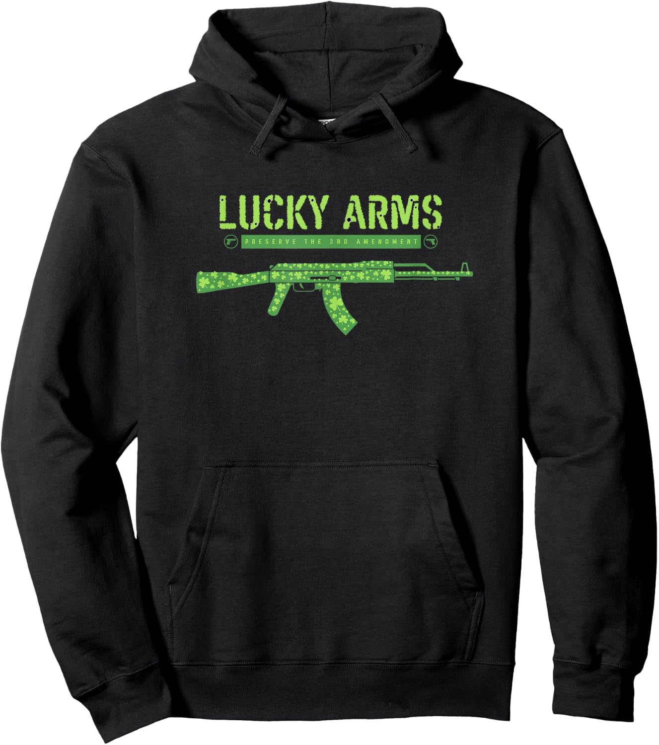 Lucky Arms Shamrock St. Patrick's Day 2nd Amendment Hoodie - Hoodie | Black