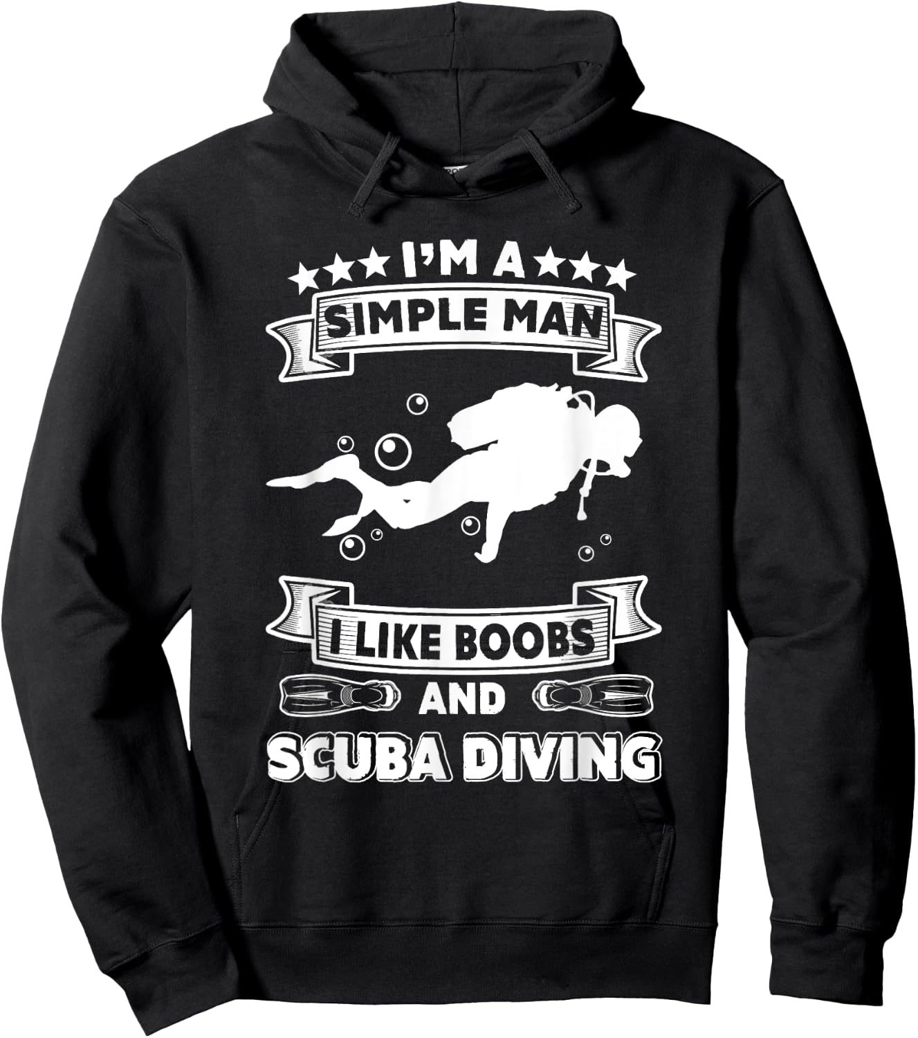 Diver Gift- I'm Simple Man I Like Boobs And Scuba Diving Hoodie - Hoodie | Black