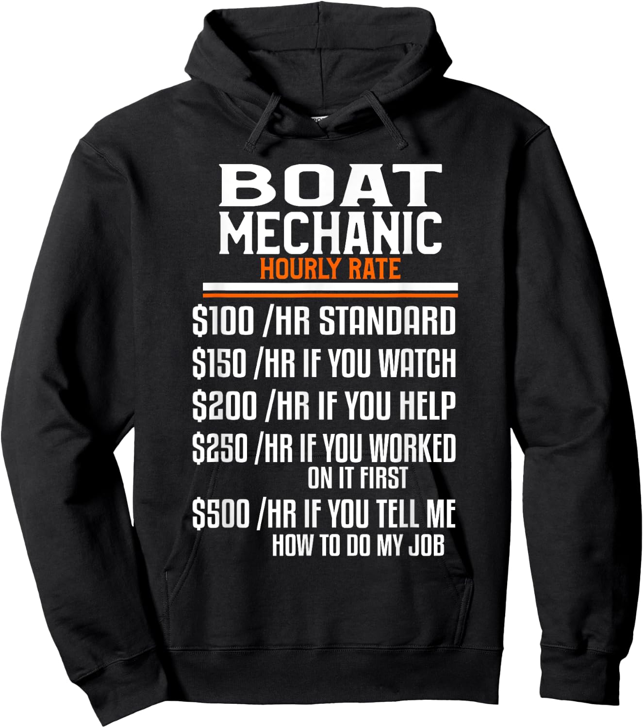 Boat Mechanic Hourly Rate Funny Mechanical Engineering Hoodie - Hoodie | Black