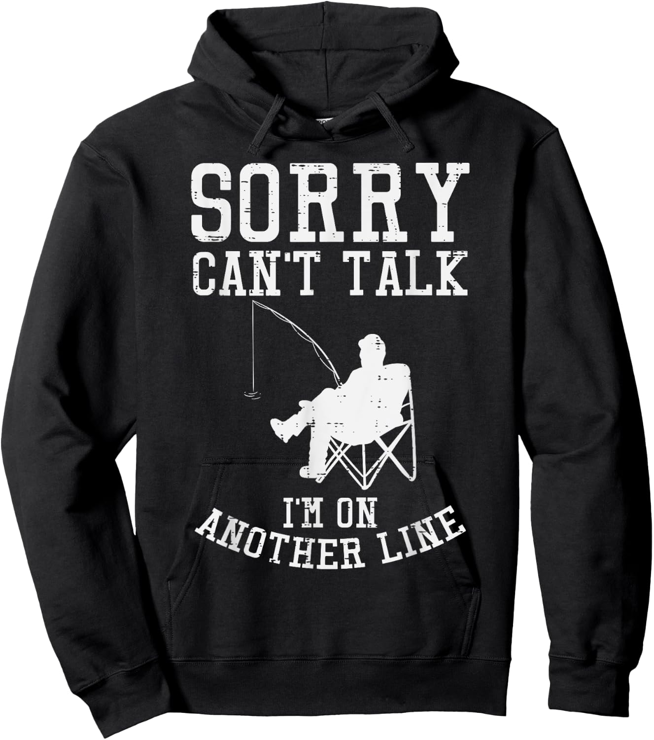 Sorry Cant Talk Another Line Funny Fishing Fisherman Gift Hoodie - Hoodie | Black