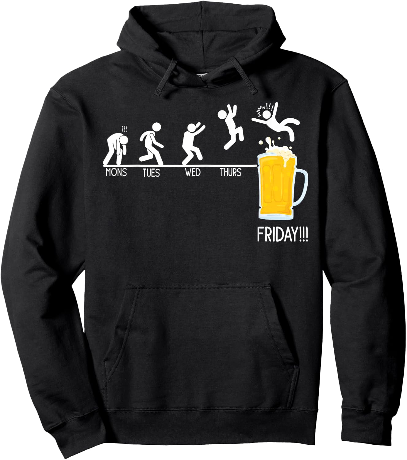 Monday Tuesday Wednesday Thursday Friday Funny Beer Drinking Hoodie - Hoodie | Black