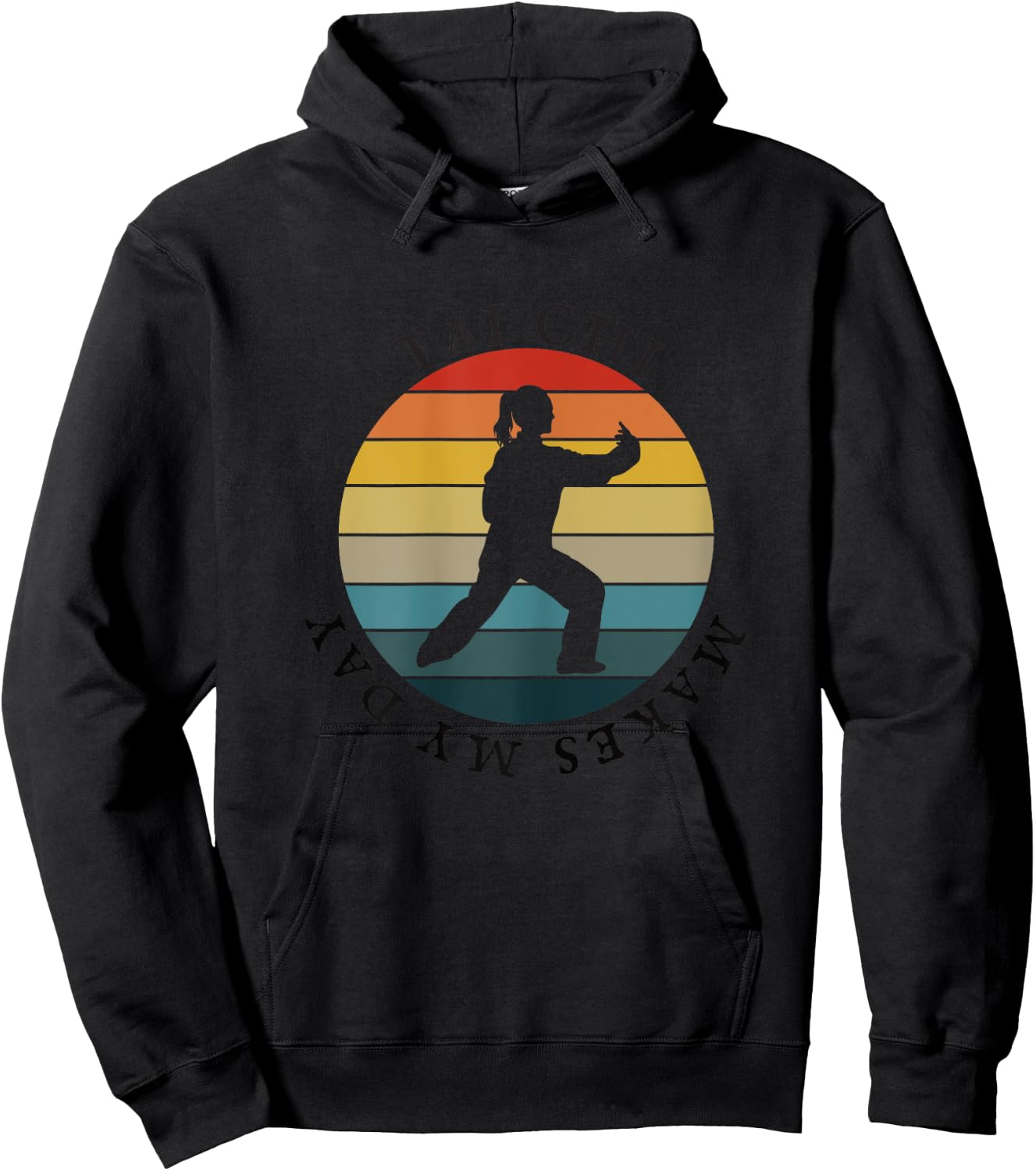 Tai Chi Makes My Day, Women Retro Vintage 80s Yin Yang Hoodie - Hoodie | Black