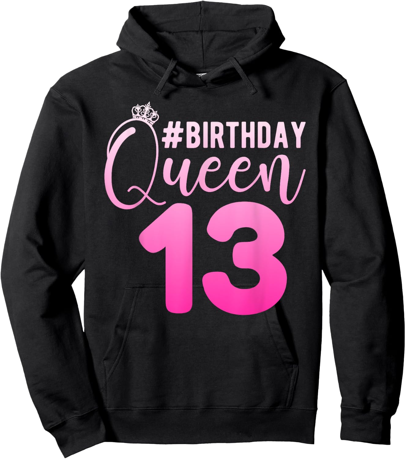 13th Birthday Queen Girls 13 Years Cute Teenager Birthday Hoodie - Hoodie | Black