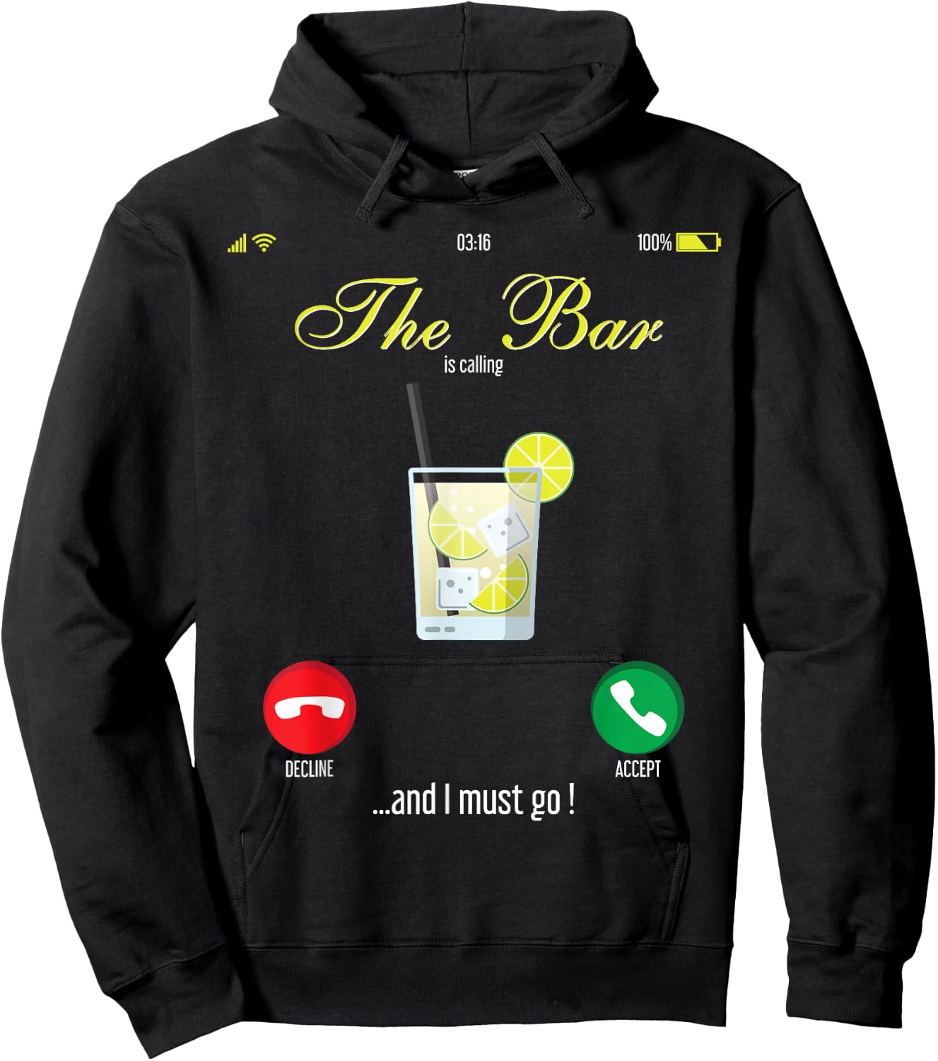 Bar Calls Mobile Call Design Wine Day Drink Hoodie - Hoodie | Black