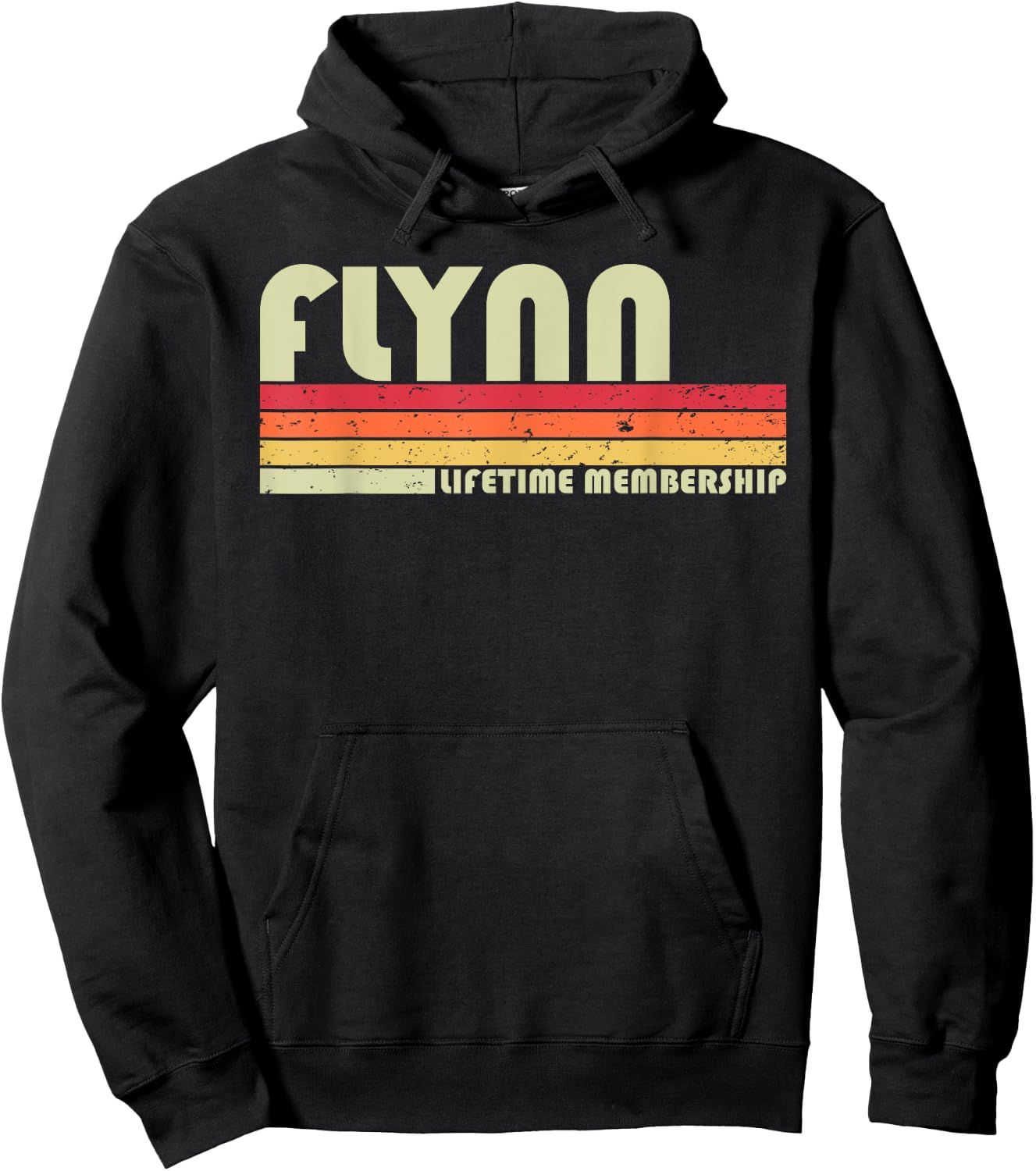 FLYNN Surname Funny Retro Vintage 80s 90s Birthday Reunion Hoodie - Hoodie | Black