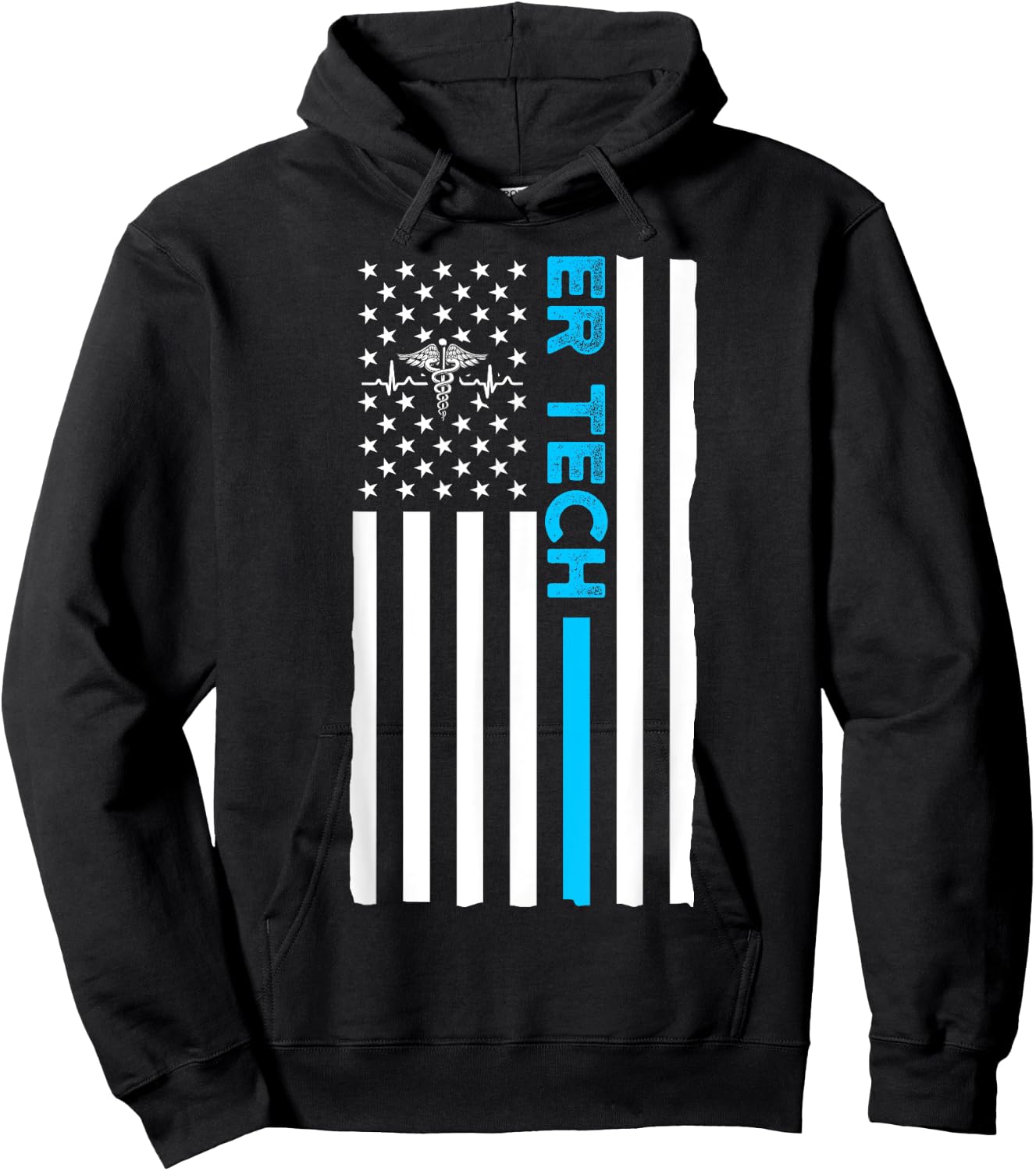 ER Technician US Flag Emergency Room Tech Hoodie - Hoodie | Black