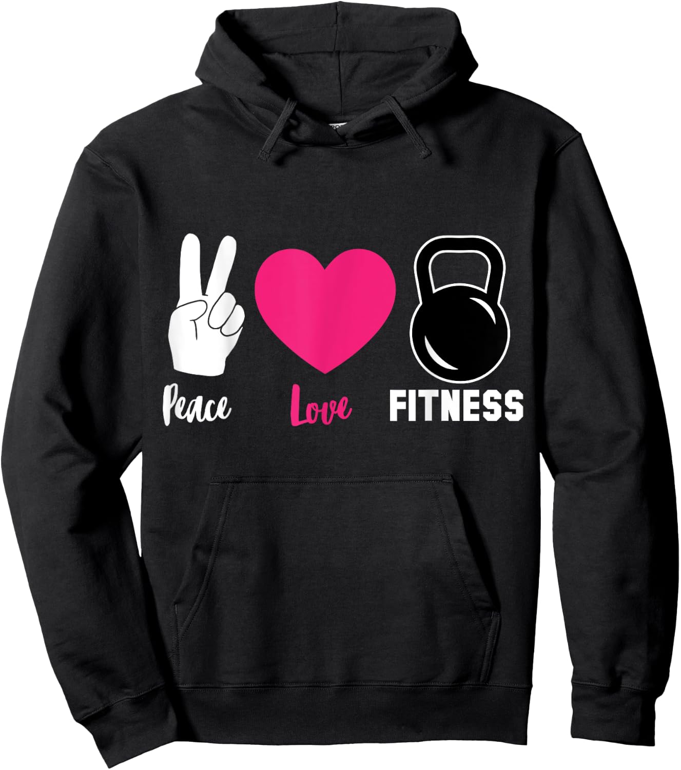 Peace Love Kettlebell Workout Cool Fitness Lover Gift Hoodie - Hoodie | Black