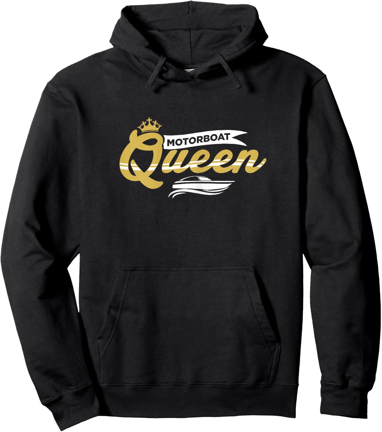 Motorboat Shirt Women Motorboat Queen Boat Captain Gift Hoodie - Hoodie | Black