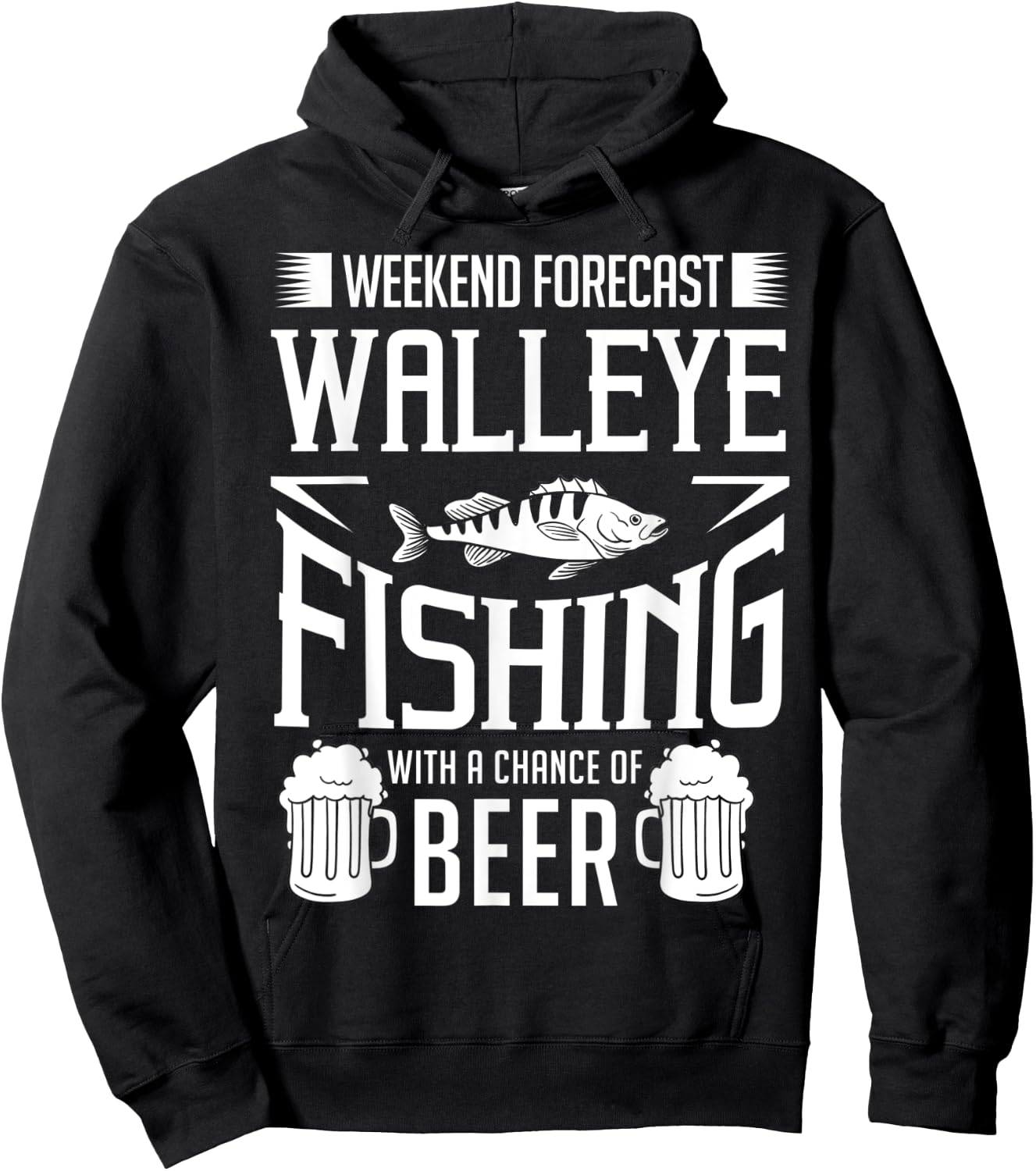 Walleye Lure Fishing Gift Walleye Fish Beer Hoodie - Hoodie | Black