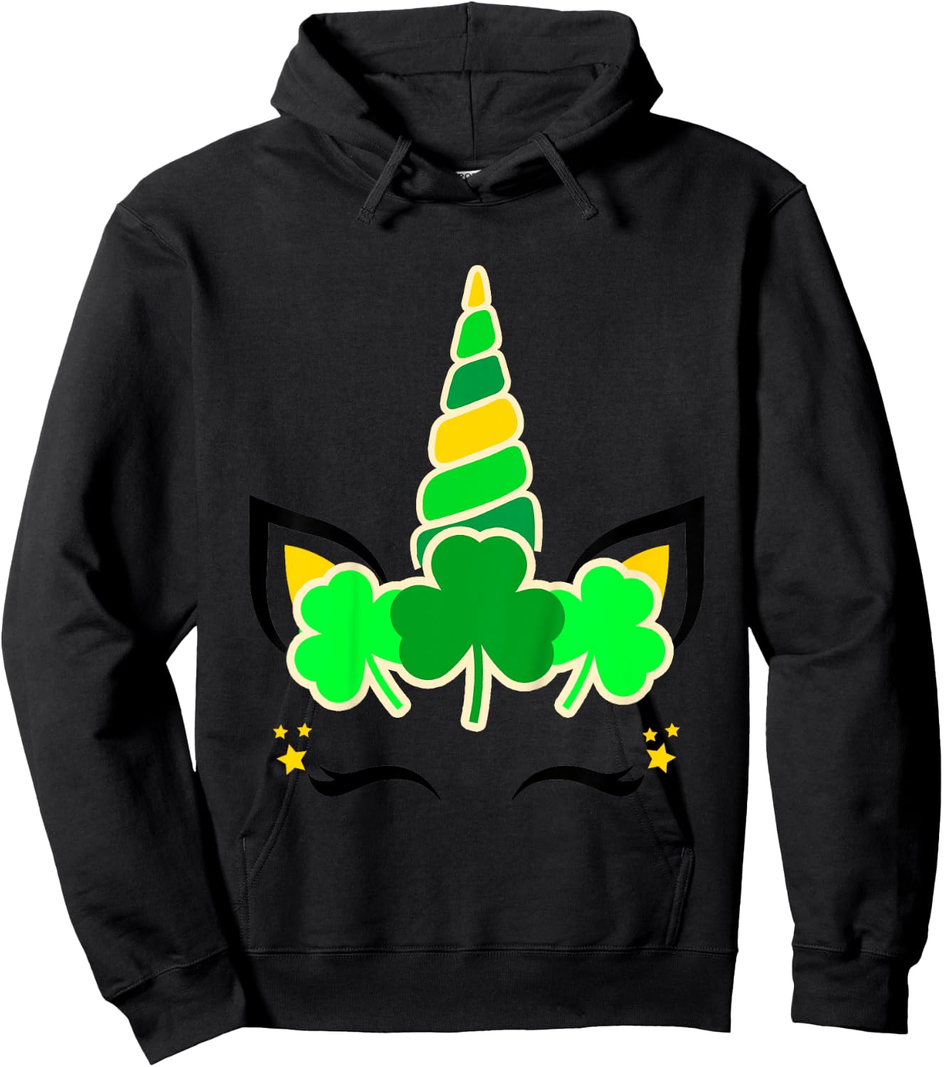 Kids Girls St Patricks Day Unicorn Toddler Shamrock Baby Clover Hoodie - Hoodie | Black