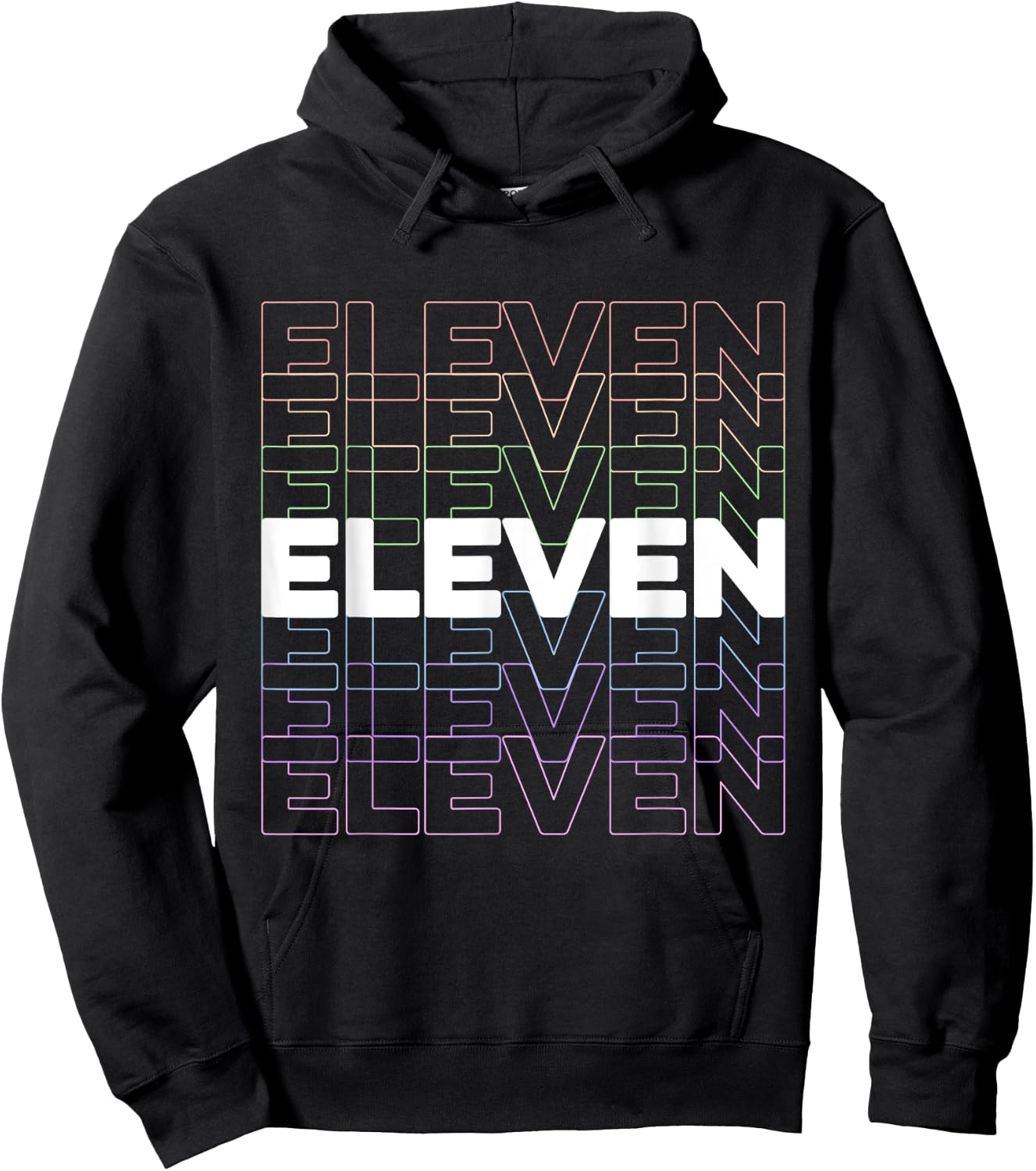 11th Kids Birthday, Adults Favorite # Eleven, Rainbow Color Hoodie - Hoodie | Black