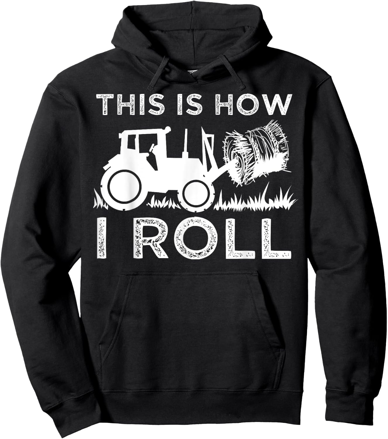 Cute Farm Vehicle Farming Humor Quote Lover Art Funny Hay Bale How I Roll Gift Cool Farmer Tractor Driver -Youth Hoodie - Hoodie | Black