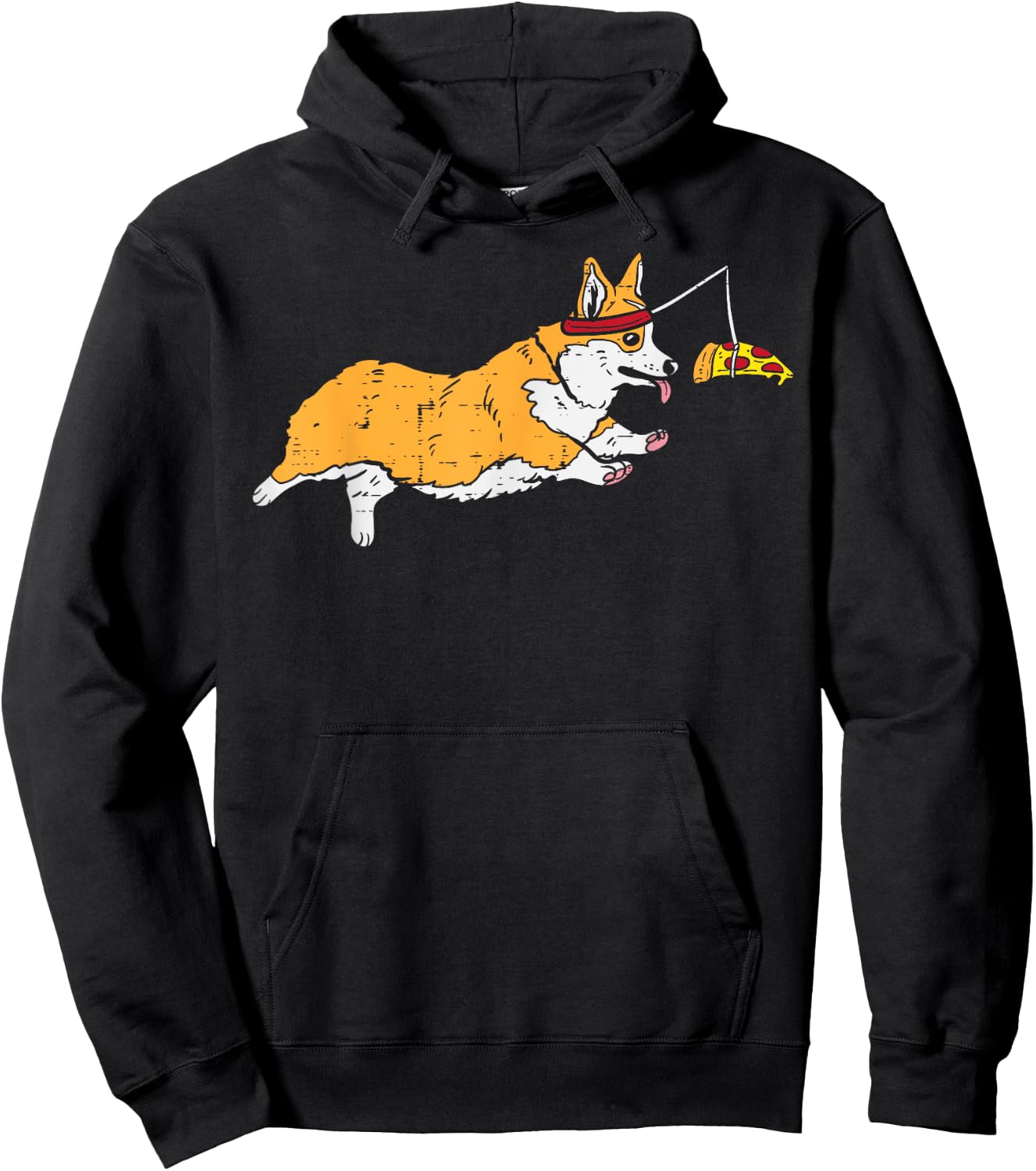 Running Welsh Corgi Pizza Funny Food Lover Dog Owner Gift Hoodie - Hoodie | Black
