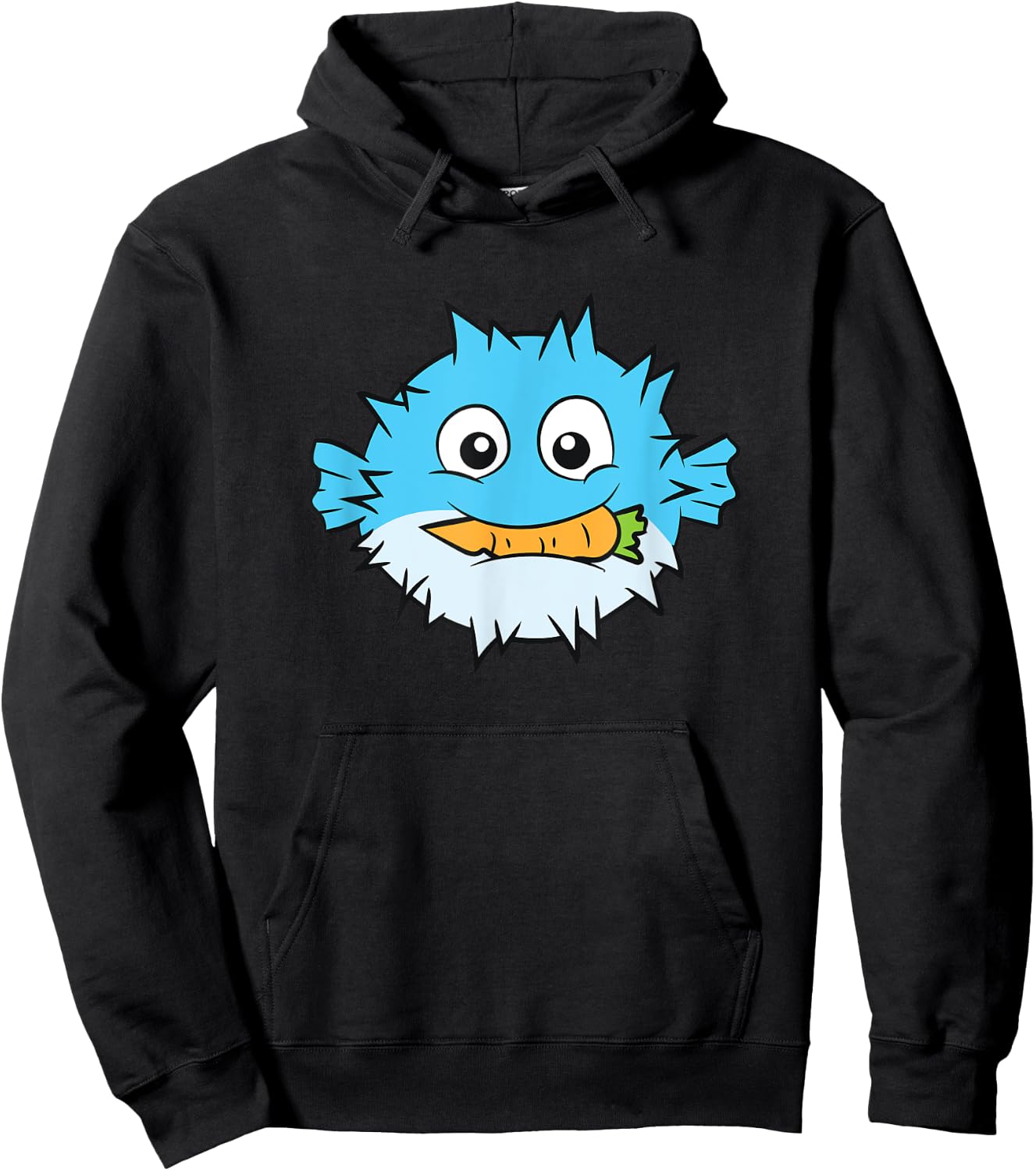 Funny Pufferfish Eating Carrot Meme Blowfish Meme Hoodie - Hoodie | Black