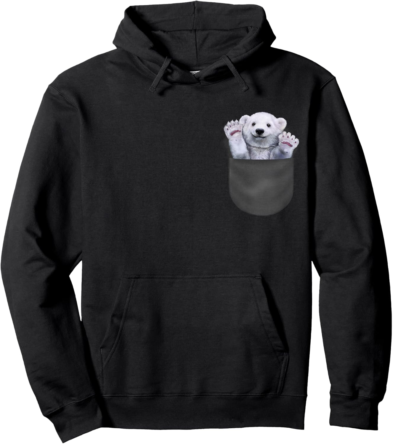 Cute Polar Bear in Pocket Hoodie - Hoodie | Black