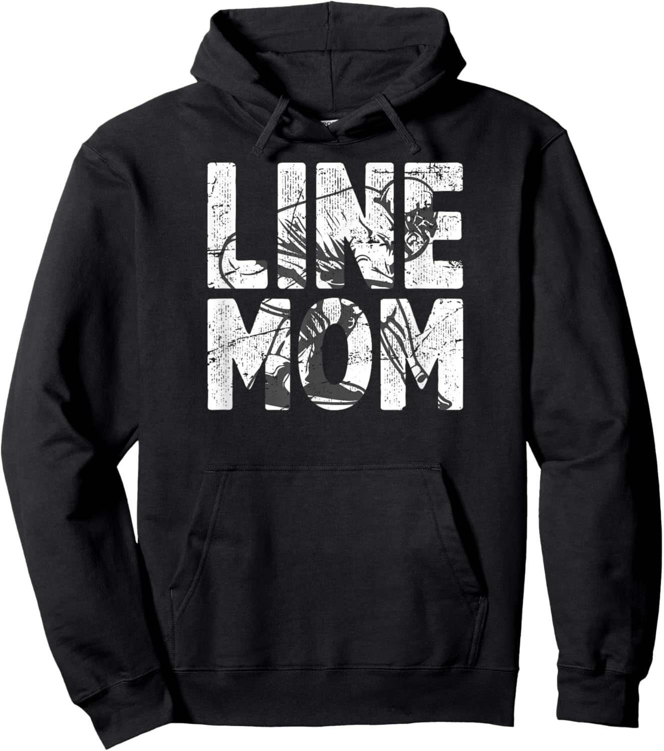 Football Line Mom Of A Football Lineman Mother Hoodie - Hoodie | Black
