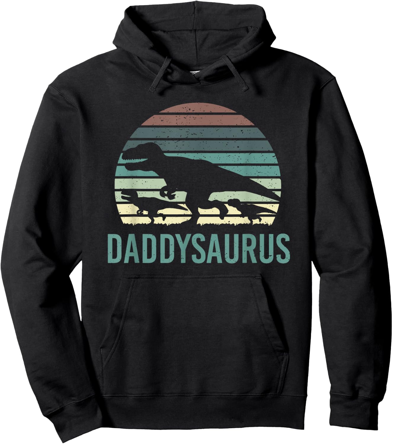 Daddysaurus Fathersday Dad Papa Family Dinosaurs Vintage Hoodie - Hoodie | Black