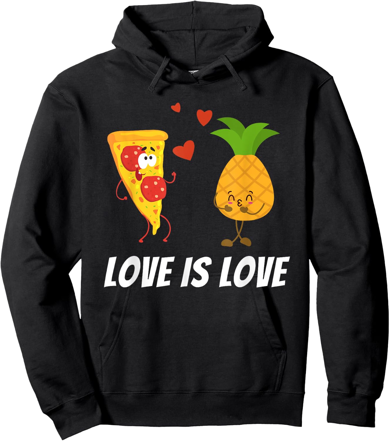 Love is Love - Pineapple Pizza Lover Foodie Hoodie - Hoodie | Black