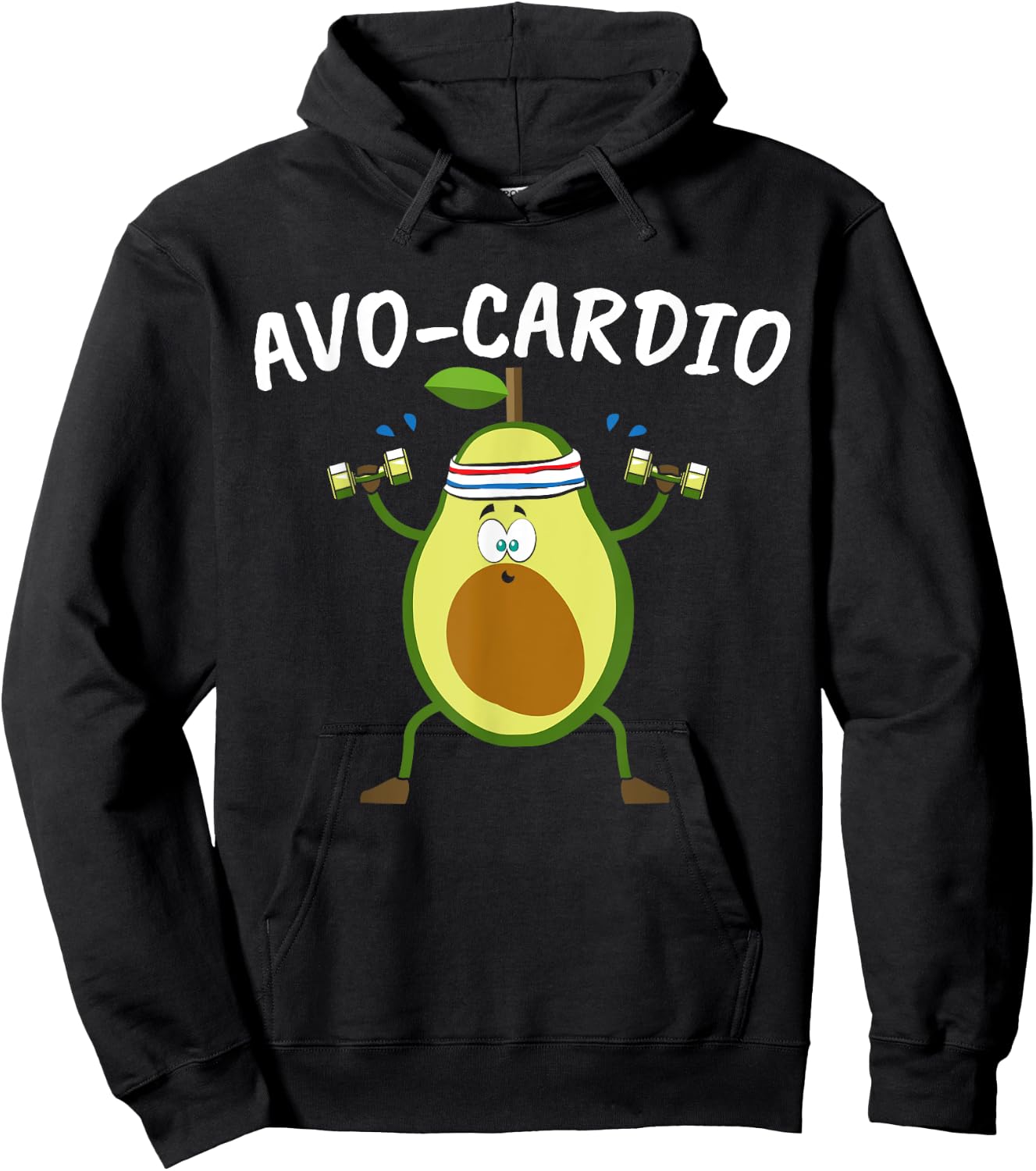 Avocado Graphic Avo Cardio for a Avacardio Workout Pun Hoodie - Hoodie | Black