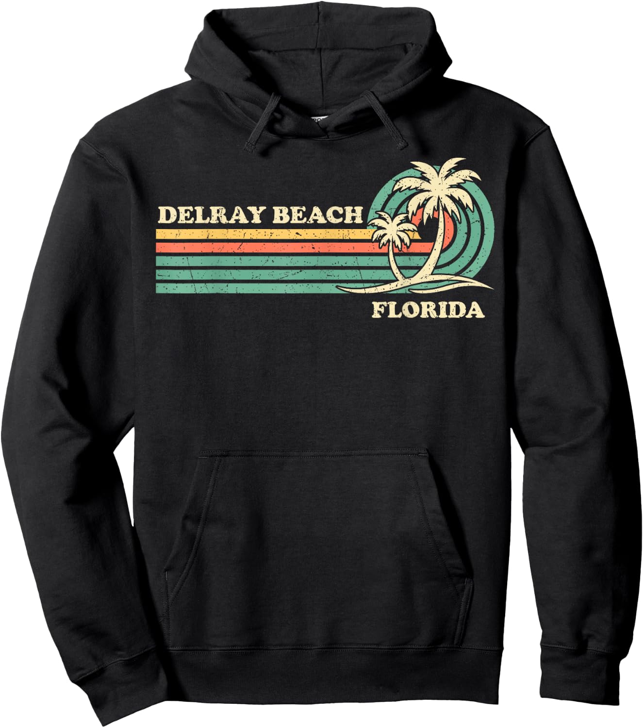 Vintage Retro Summer Vacation Florida Delray Beach Hoodie - Hoodie | Black